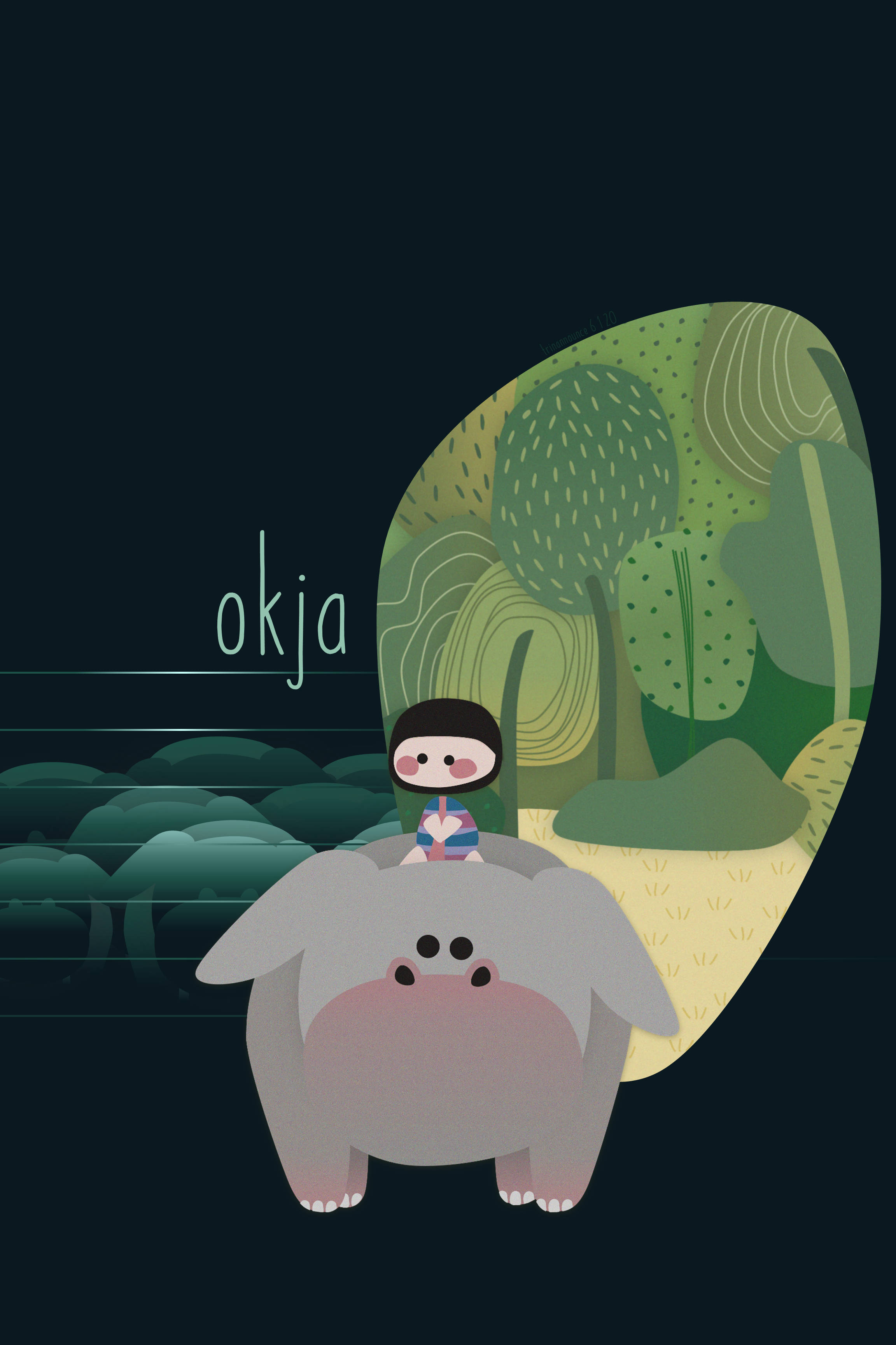 Okja, small child, gentle giant creature, 2K Phone Wallpaper