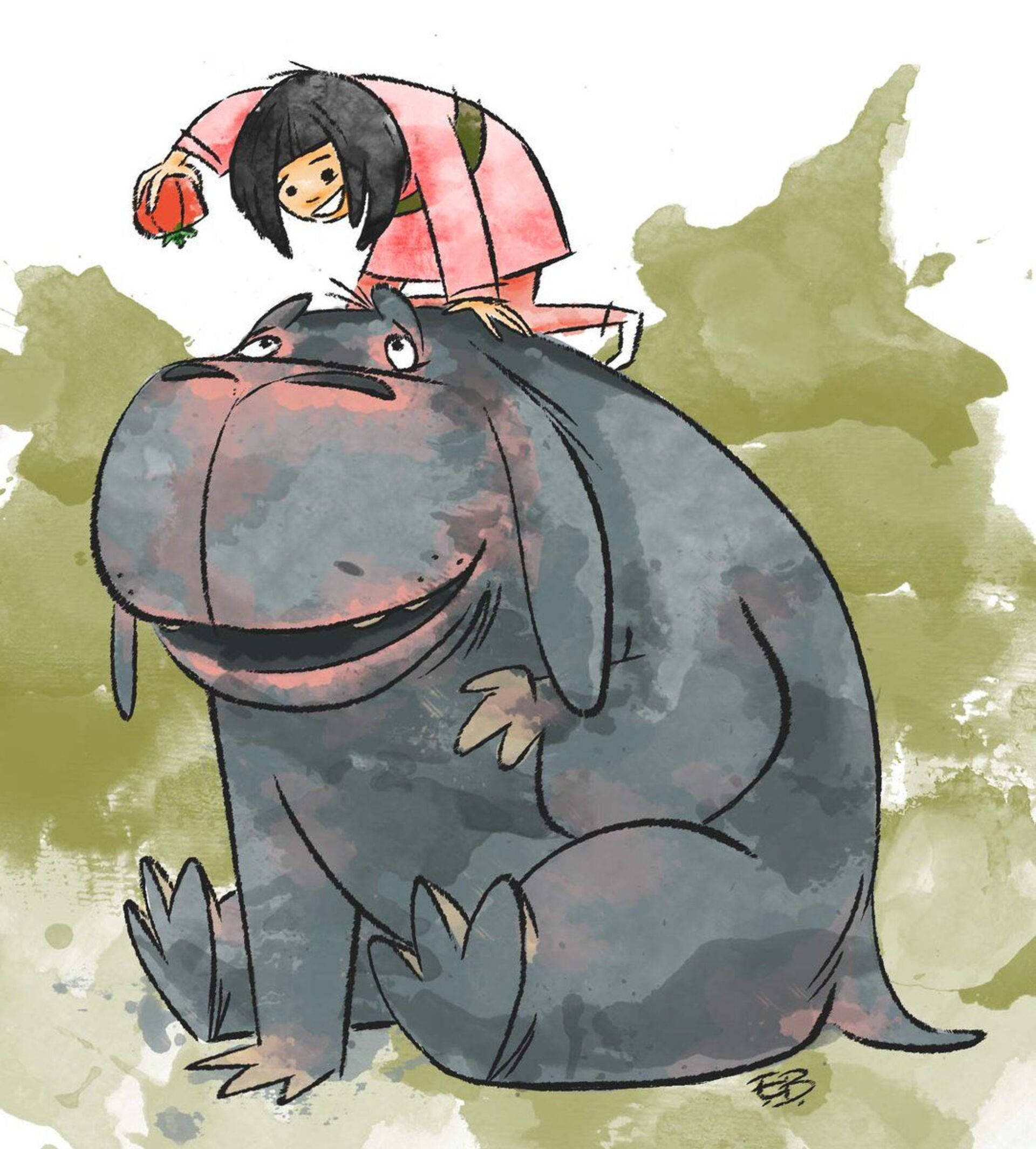 Okja, pink, gray hippo, Full HD Phone Wallpaper