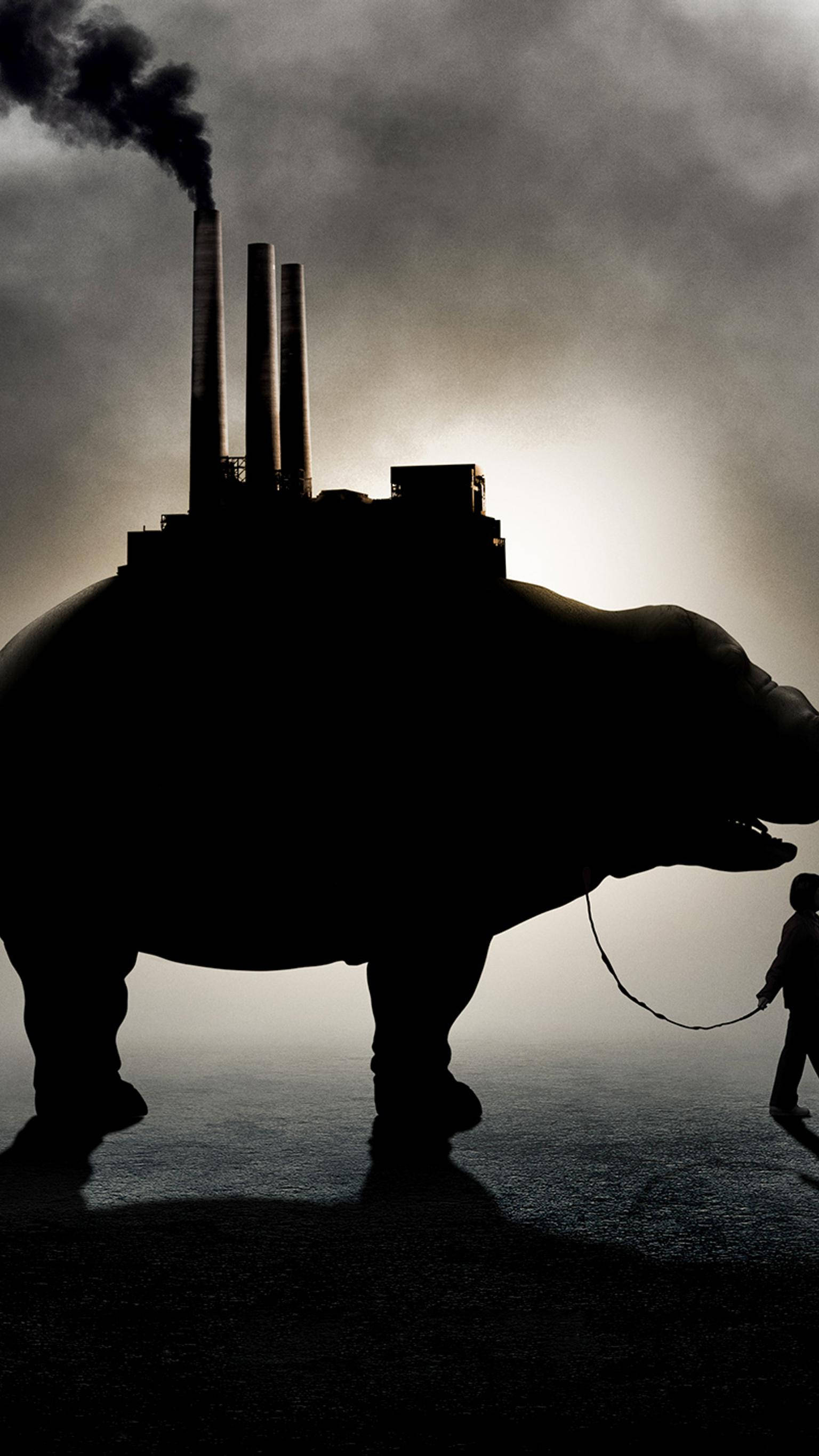 Okja, giant hippo silhouette, industrial factory, 2K Phone Wallpaper