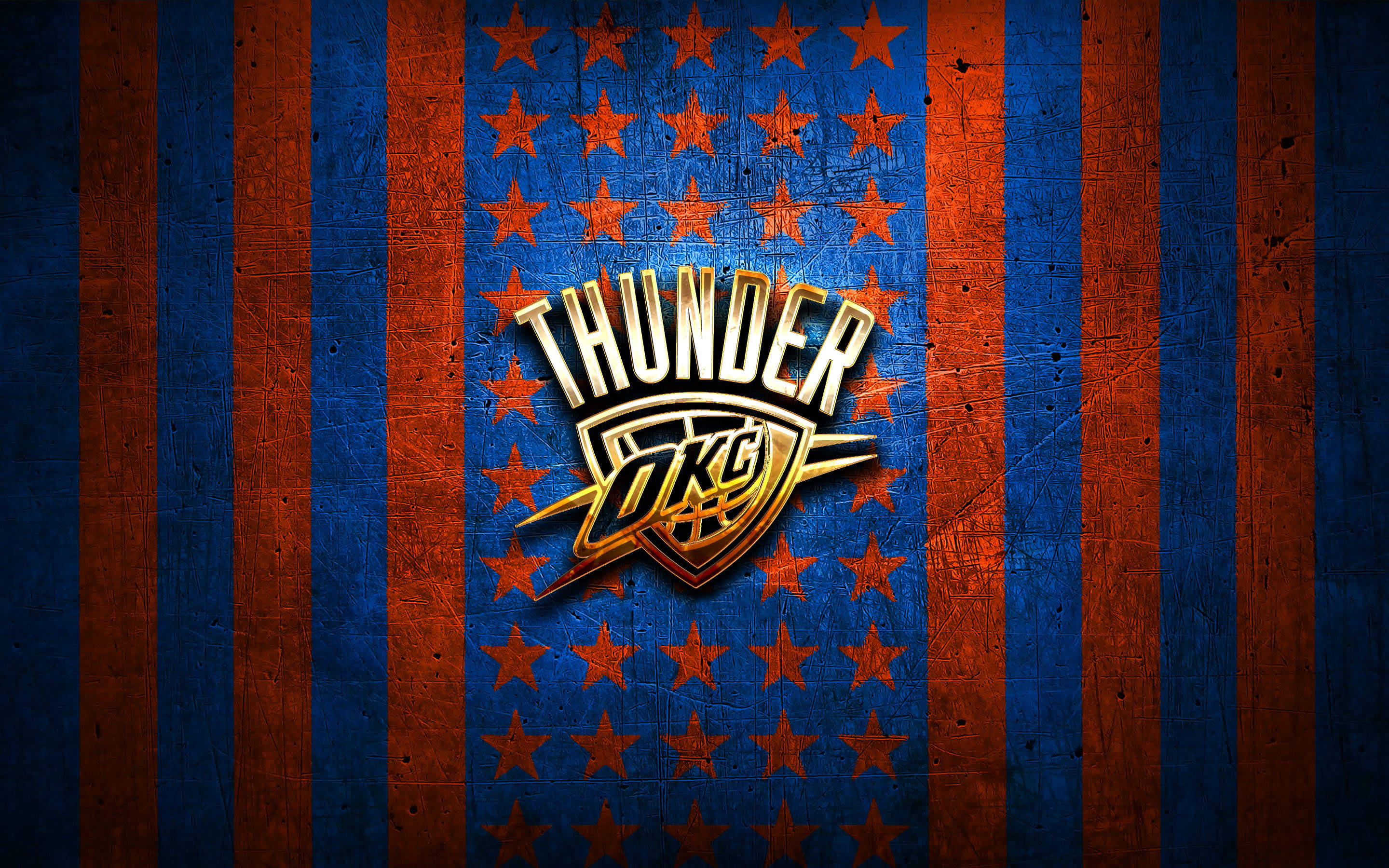Oklahoma City Thunder, gold, blue, 2K Desktop Wallpaper