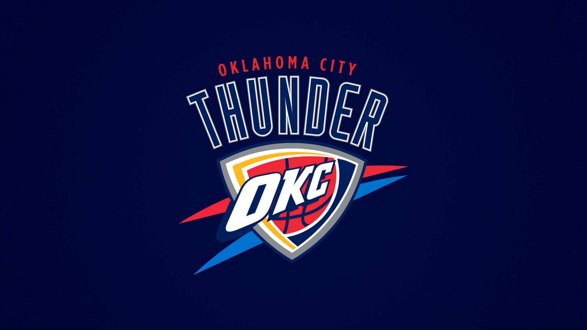 Oklahoma City Thunder, dark blue background, red blue and white accents, Full HD Desktop Wallpaper