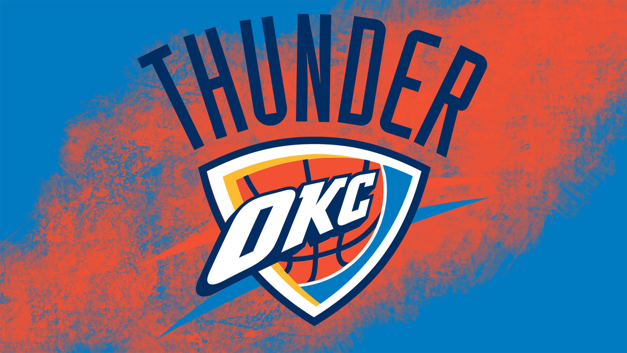 Oklahoma City Thunder, orange, blue, 2K Desktop Wallpaper