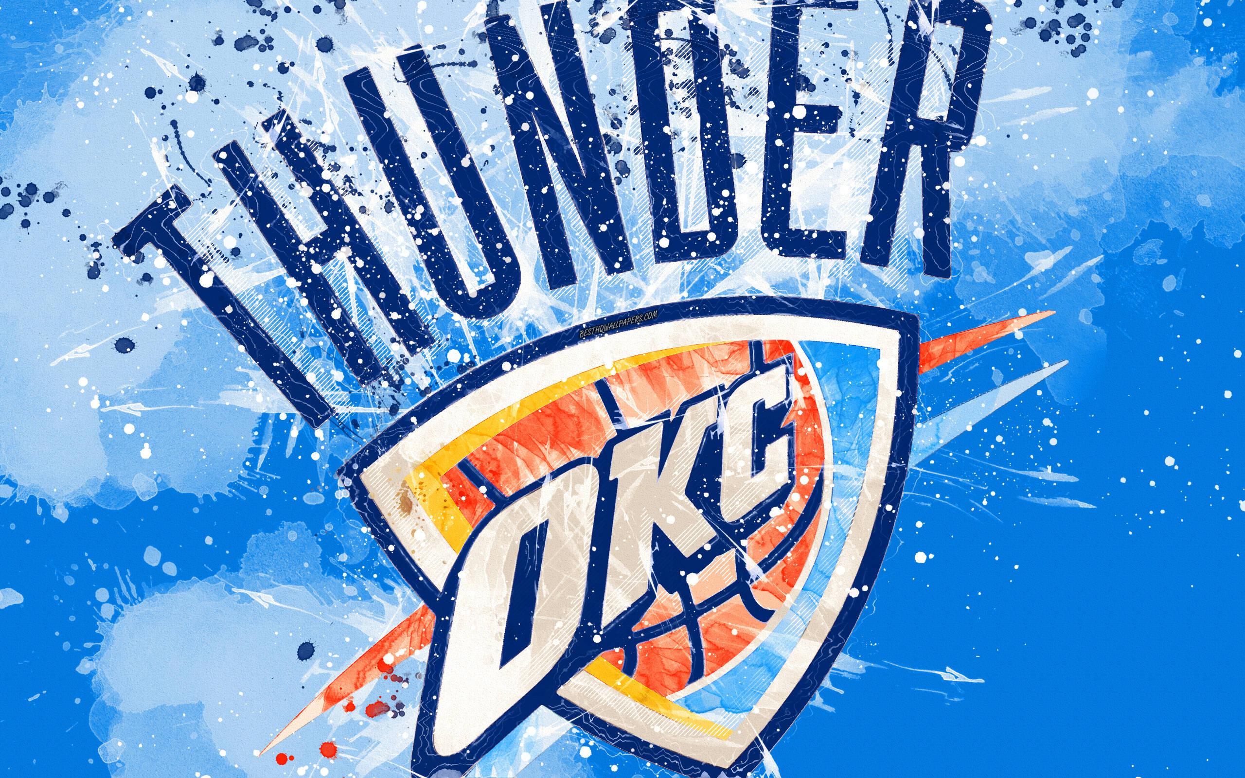 Oklahoma City Thunder, blue, orange, 2K Desktop Wallpaper