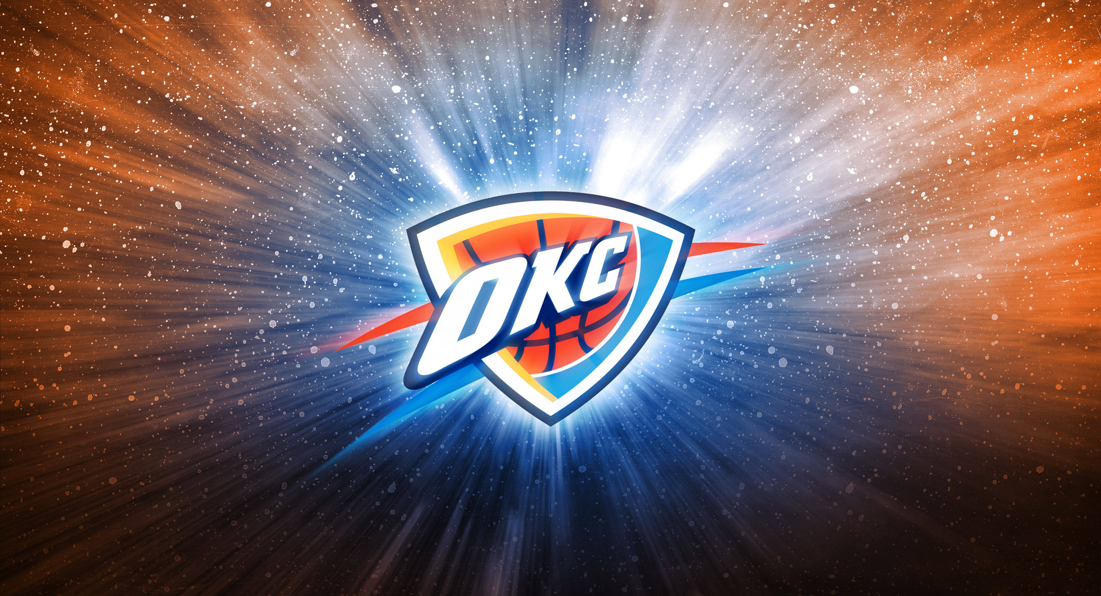 Oklahoma City Thunder, bright blue, orange, 4K Desktop Wallpaper
