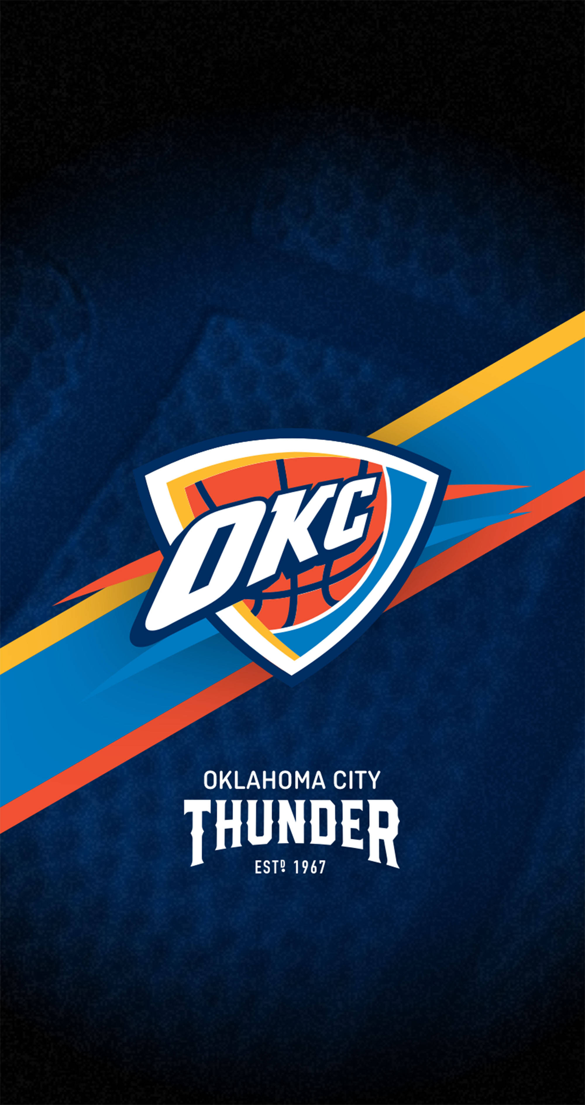 Oklahoma City Thunder, diagonal lines design, dark blue background, 2K Phone Wallpaper