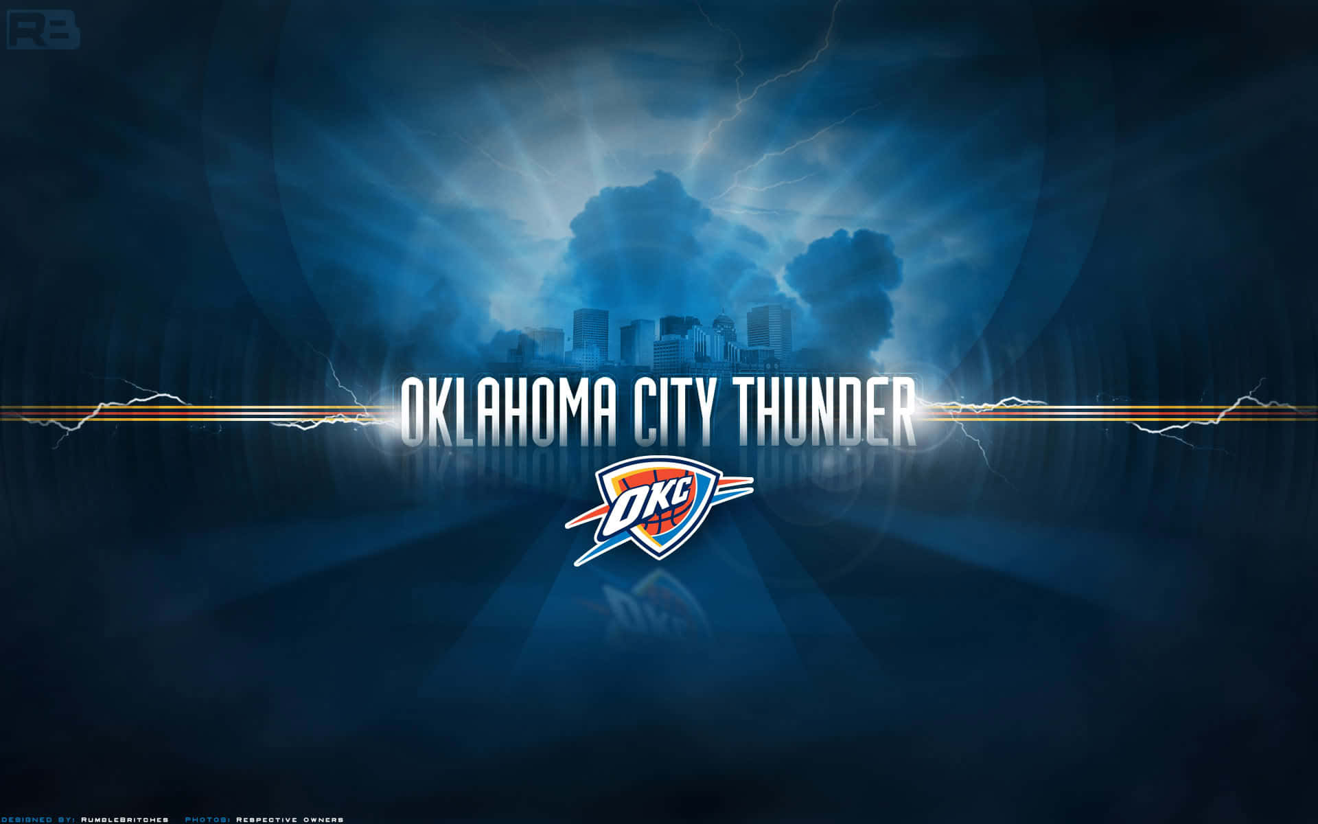 Oklahoma City Thunder, lightning strike, stormy city skyline, Full HD Desktop Wallpaper