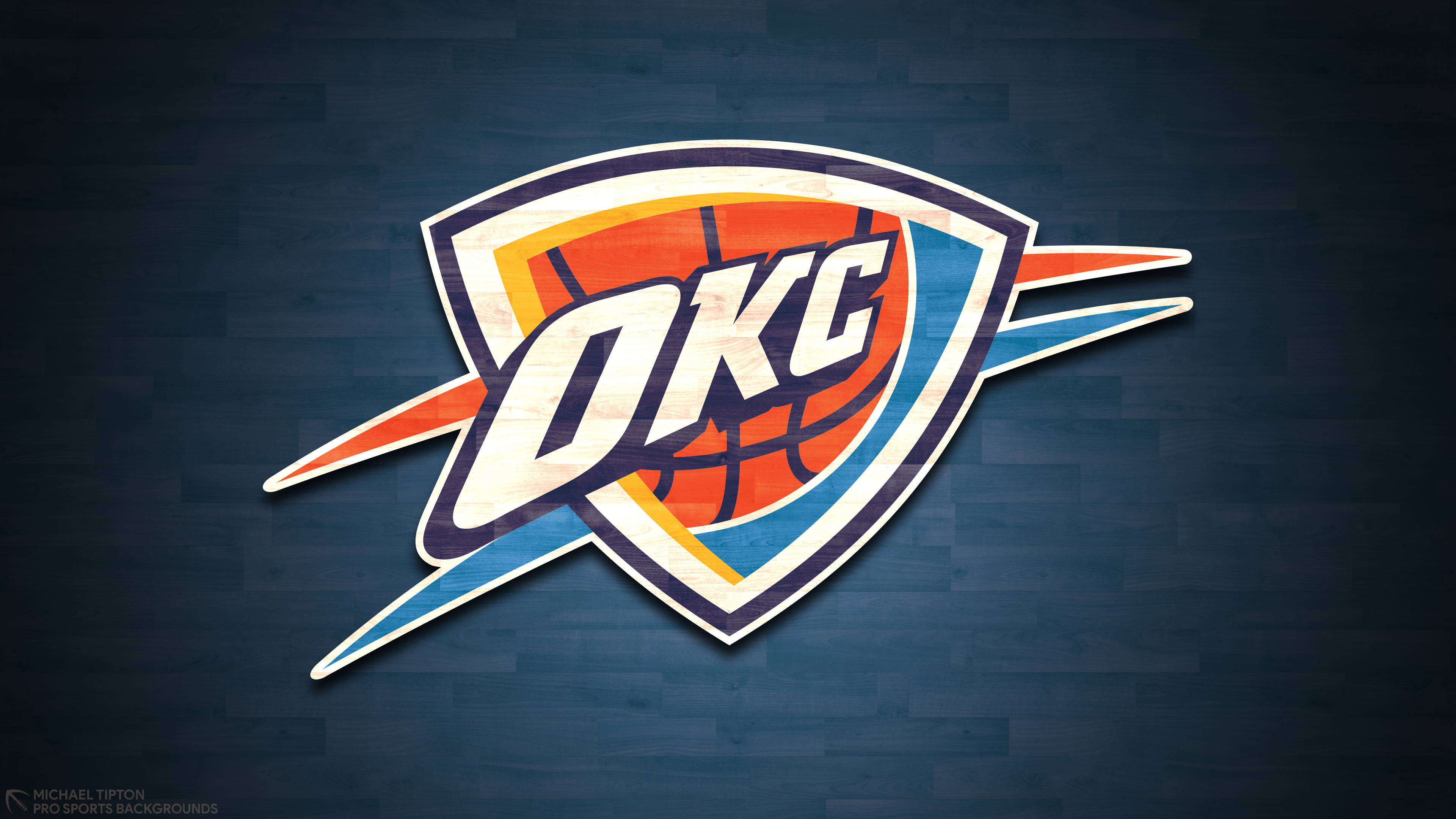 Oklahoma City Thunder, orange, blue, 4K Desktop Wallpaper