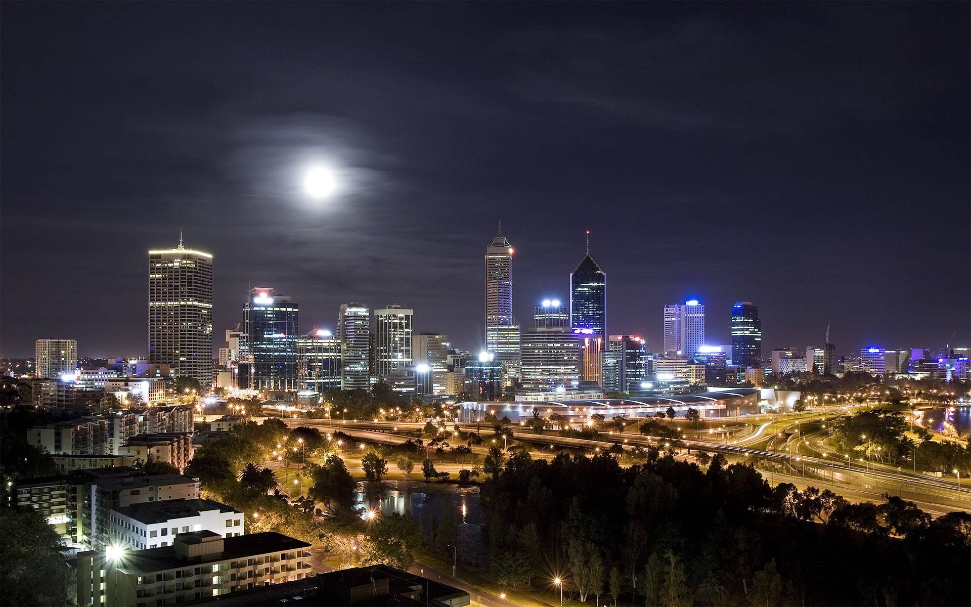 Oklahoma City, skyline, night, Full HD Desktop Wallpaper