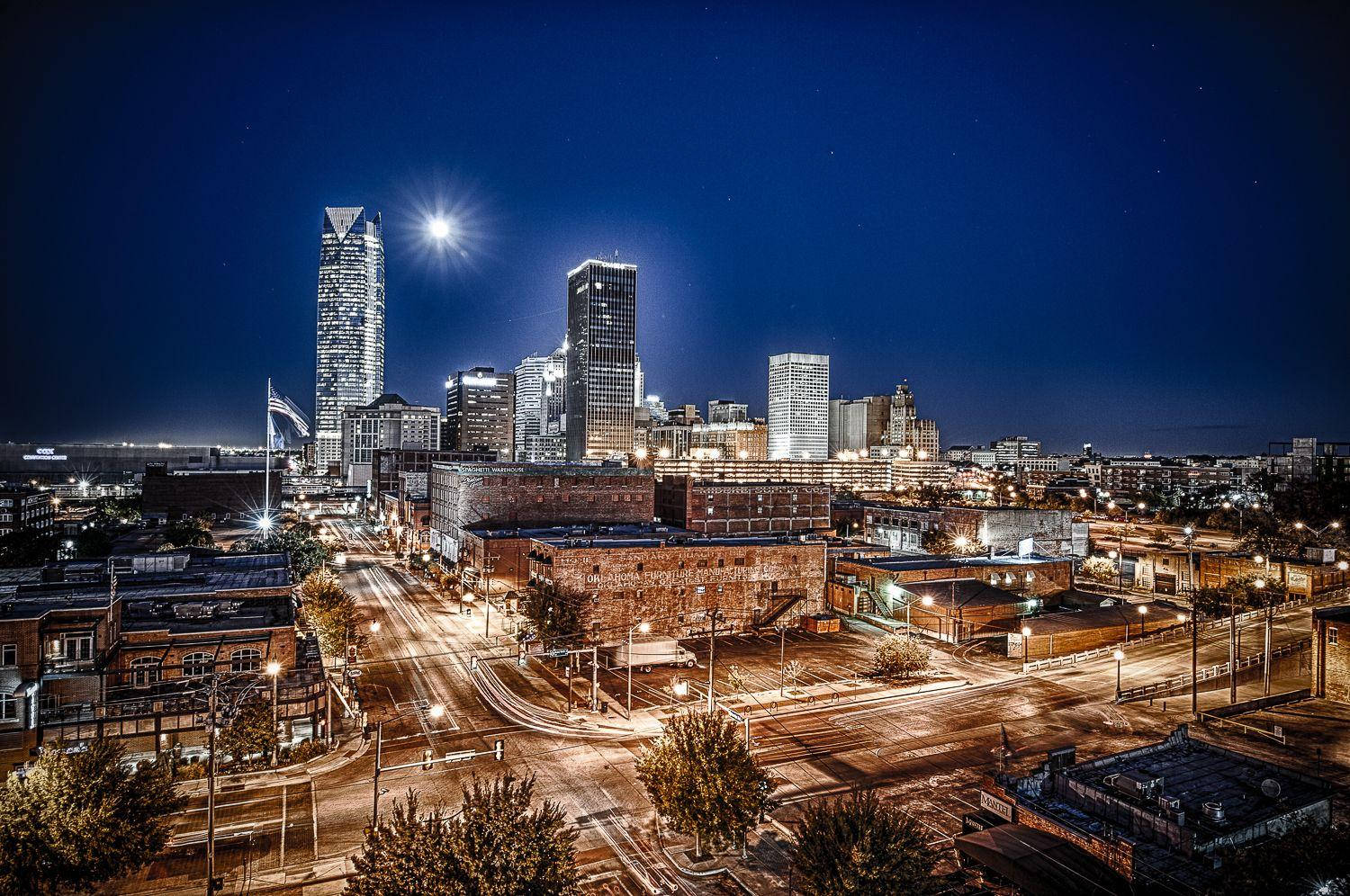 Oklahoma City, city skyline, night, HD Desktop Wallpaper