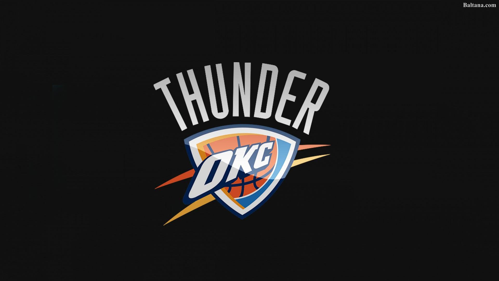 Oklahoma City Thunder, black background, white accents, Full HD Desktop Wallpaper
