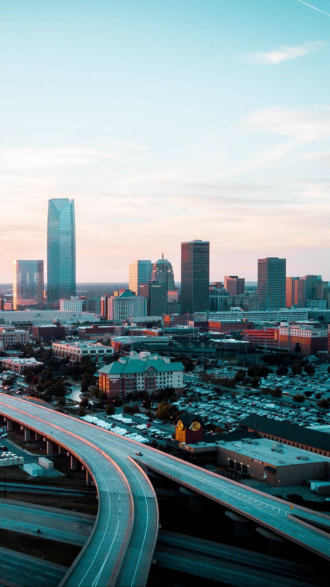 Oklahoma City, skyline, sunset, Full HD Phone Wallpaper