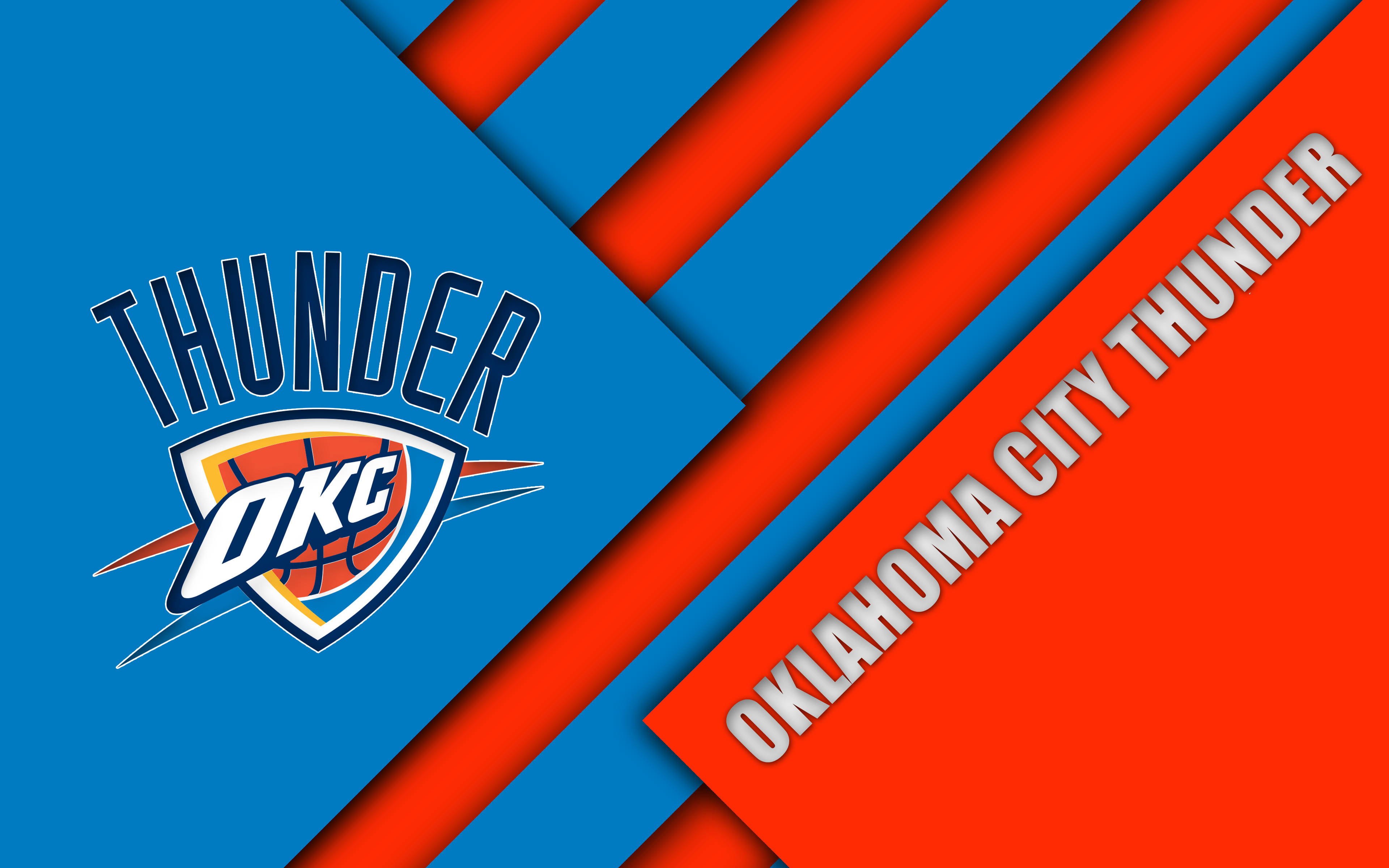 Oklahoma City Thunder, blue, orange, 4K Desktop Wallpaper