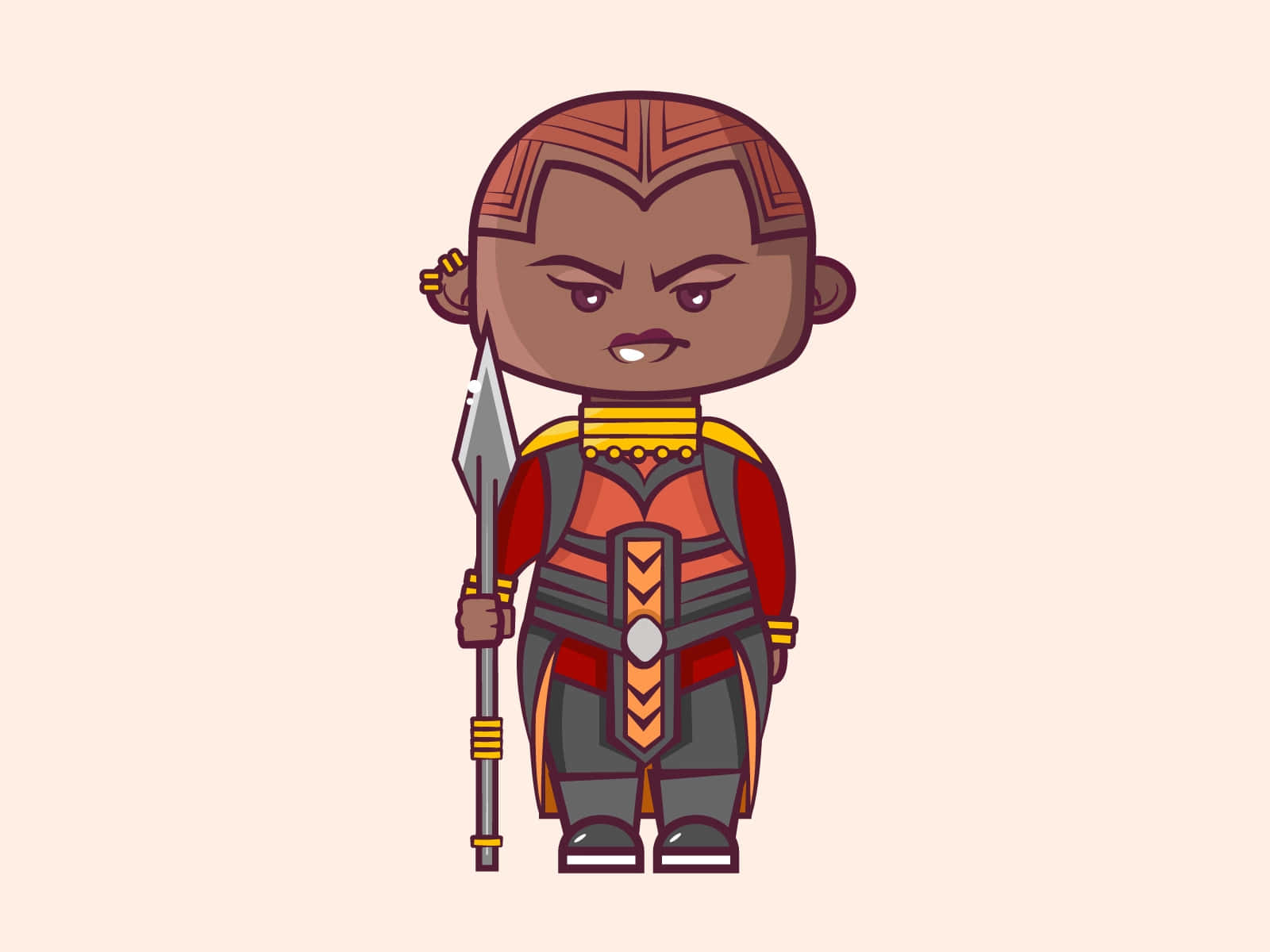 Okoye, chibi-style, braided hair, HD Desktop Wallpaper