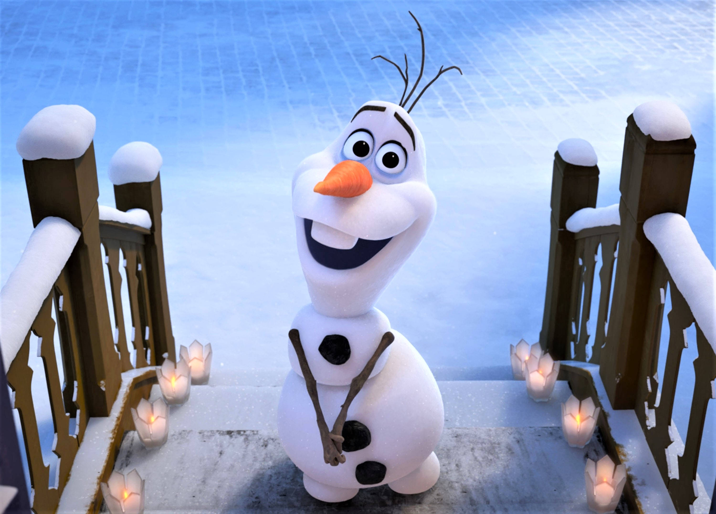 Olaf, snowman, twig arms, 2K Desktop Wallpaper