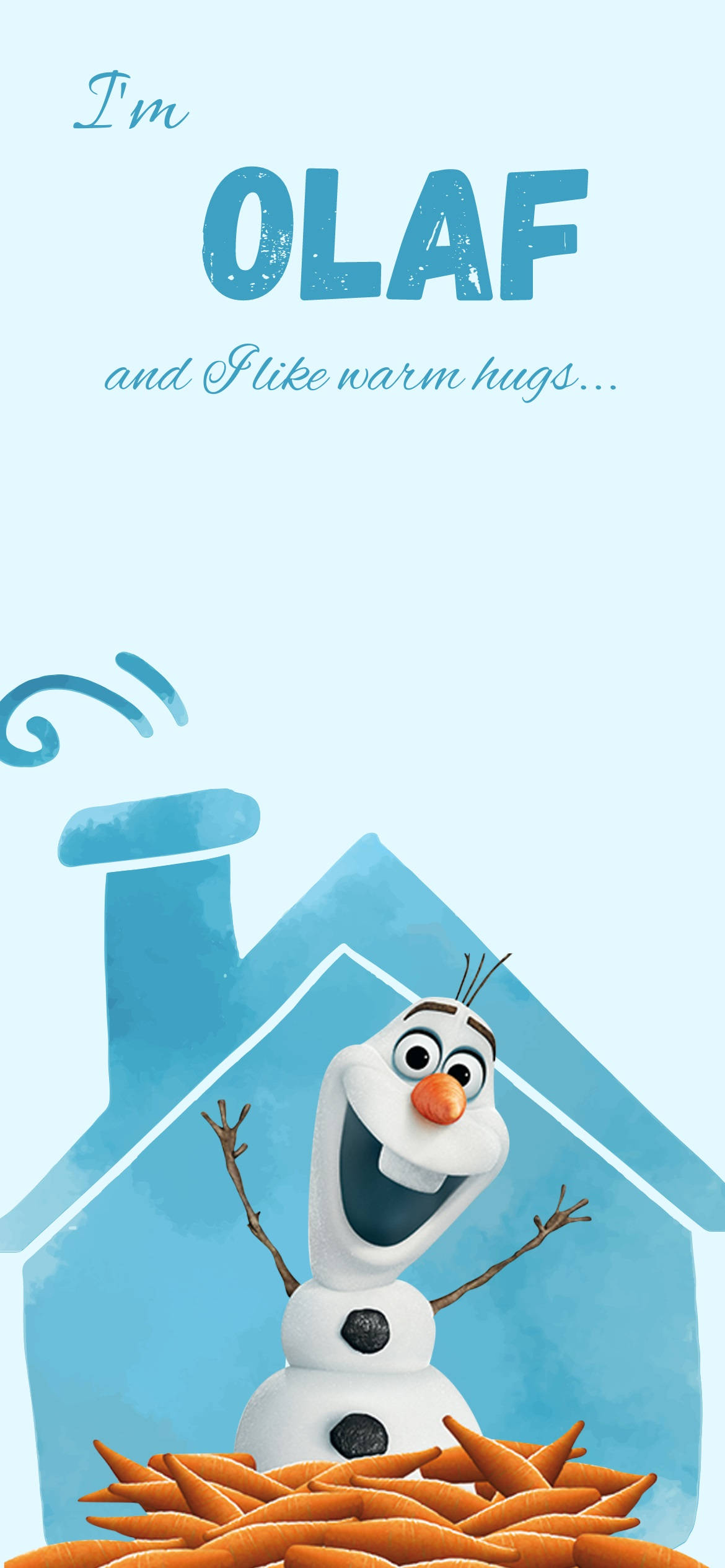 Olaf, carrots, blue house silhouette, Full HD Phone Wallpaper