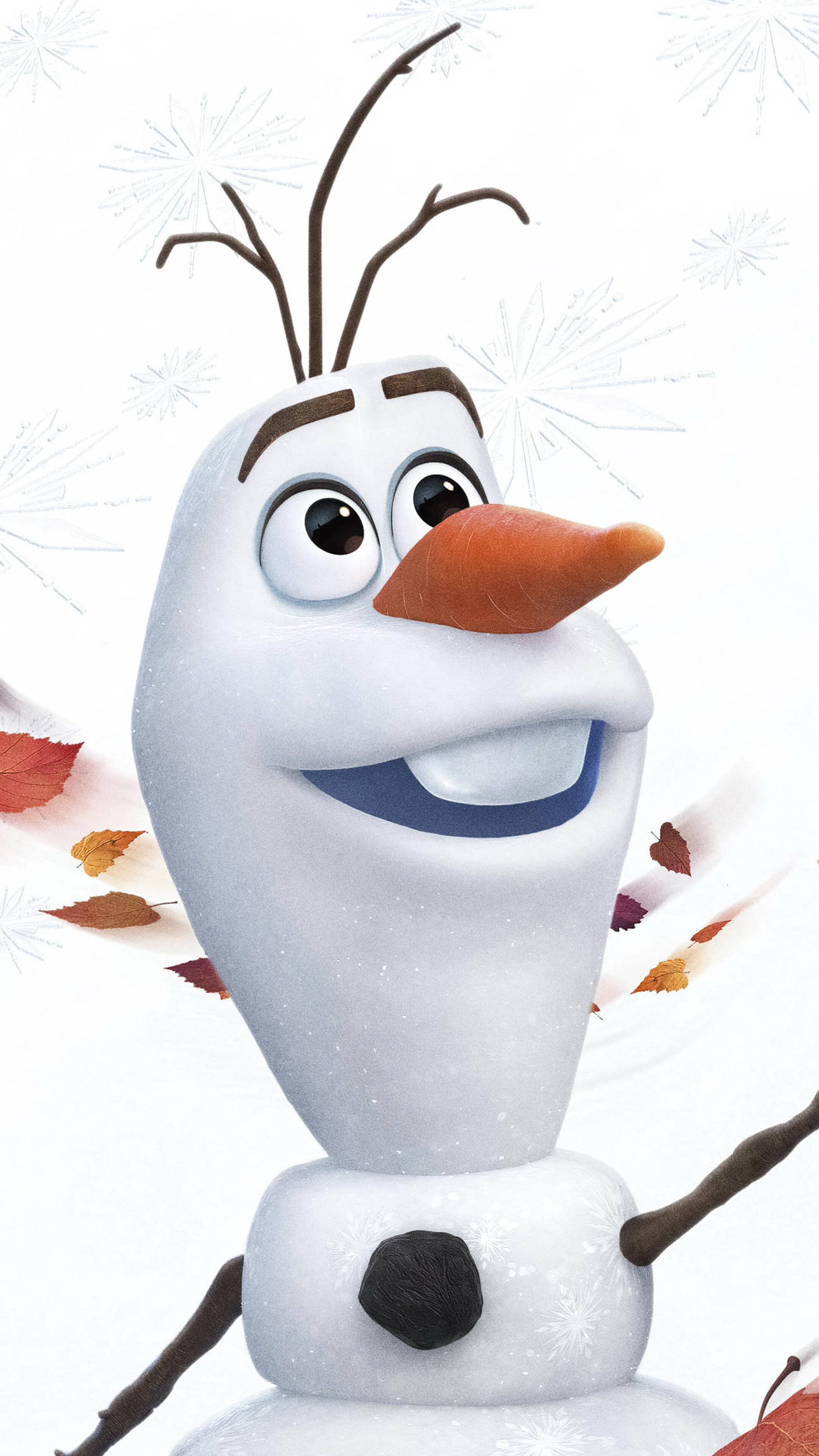 Olaf, snowman, twig arms, 4K Phone Wallpaper