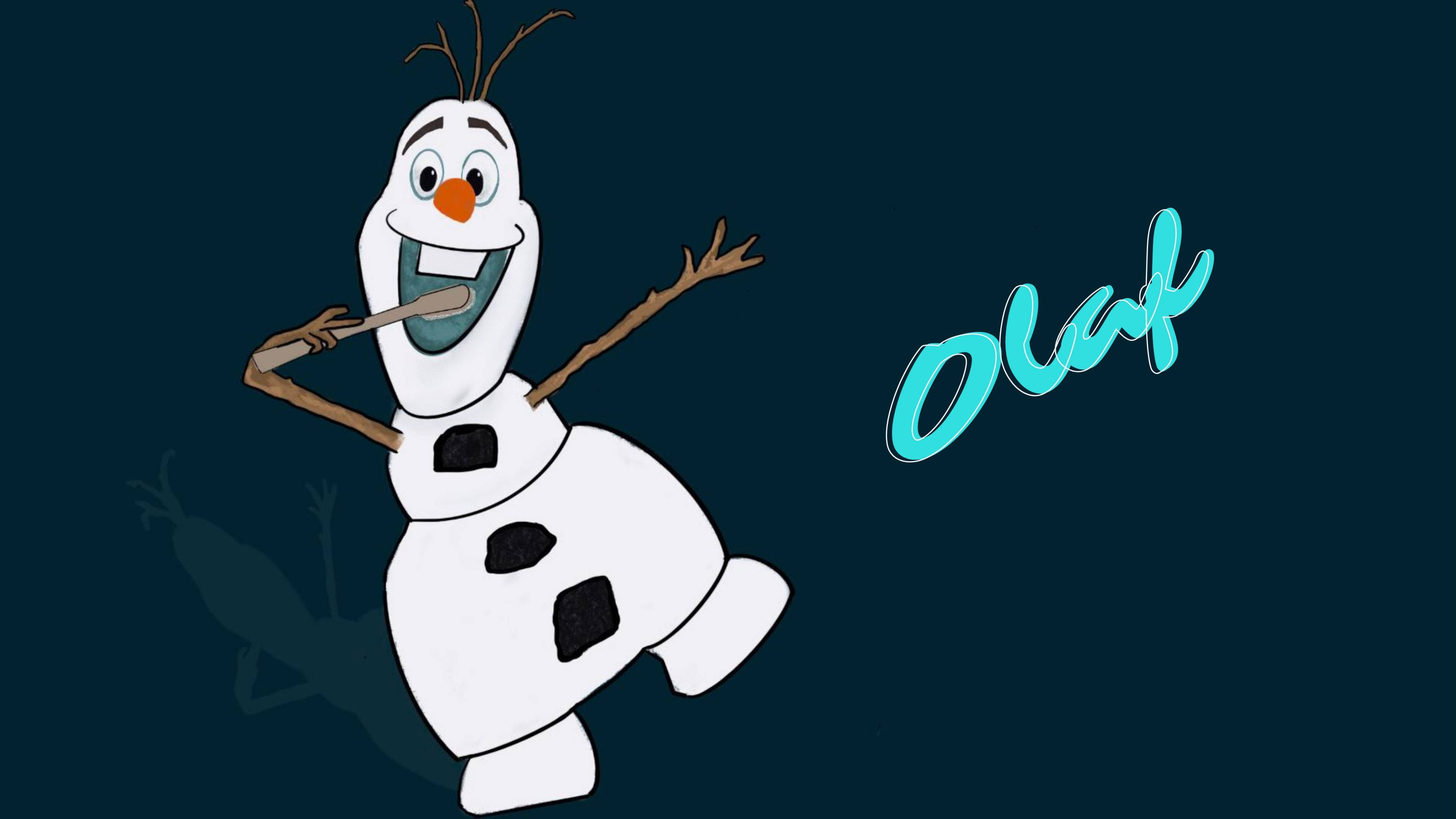 Olaf, twig arms, carrot nose, 2K Desktop Wallpaper