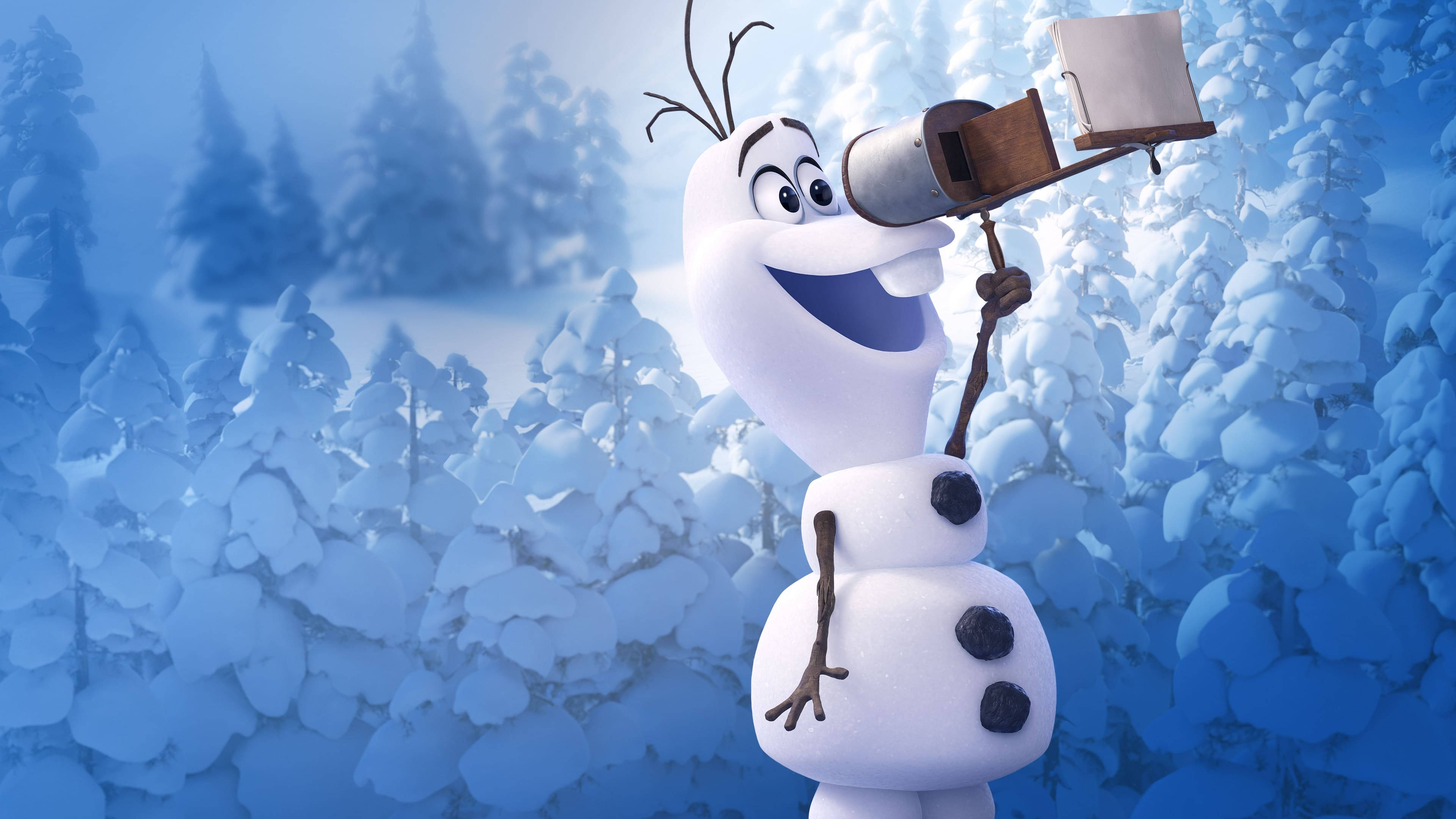 Olaf, carrot nose, twig arms, 4K Desktop Wallpaper