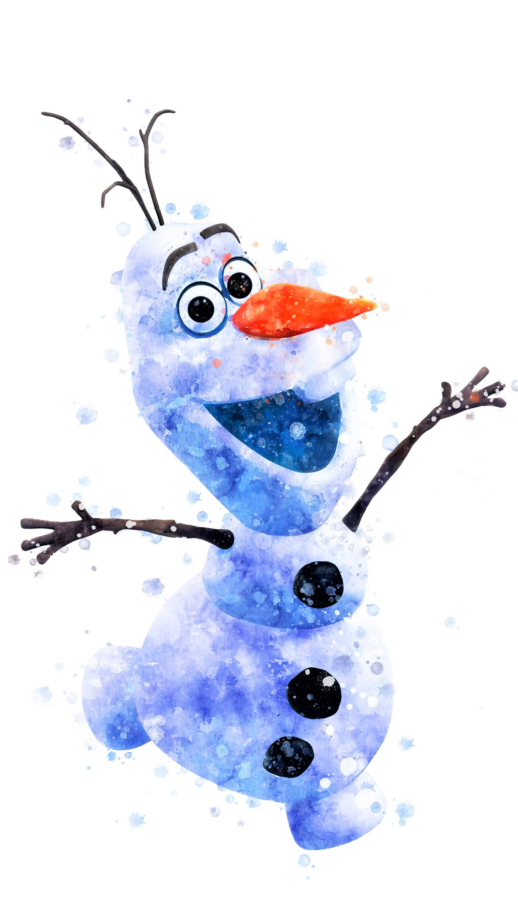 Olaf, water color art, blue watercolor splashes, 2K Phone Wallpaper