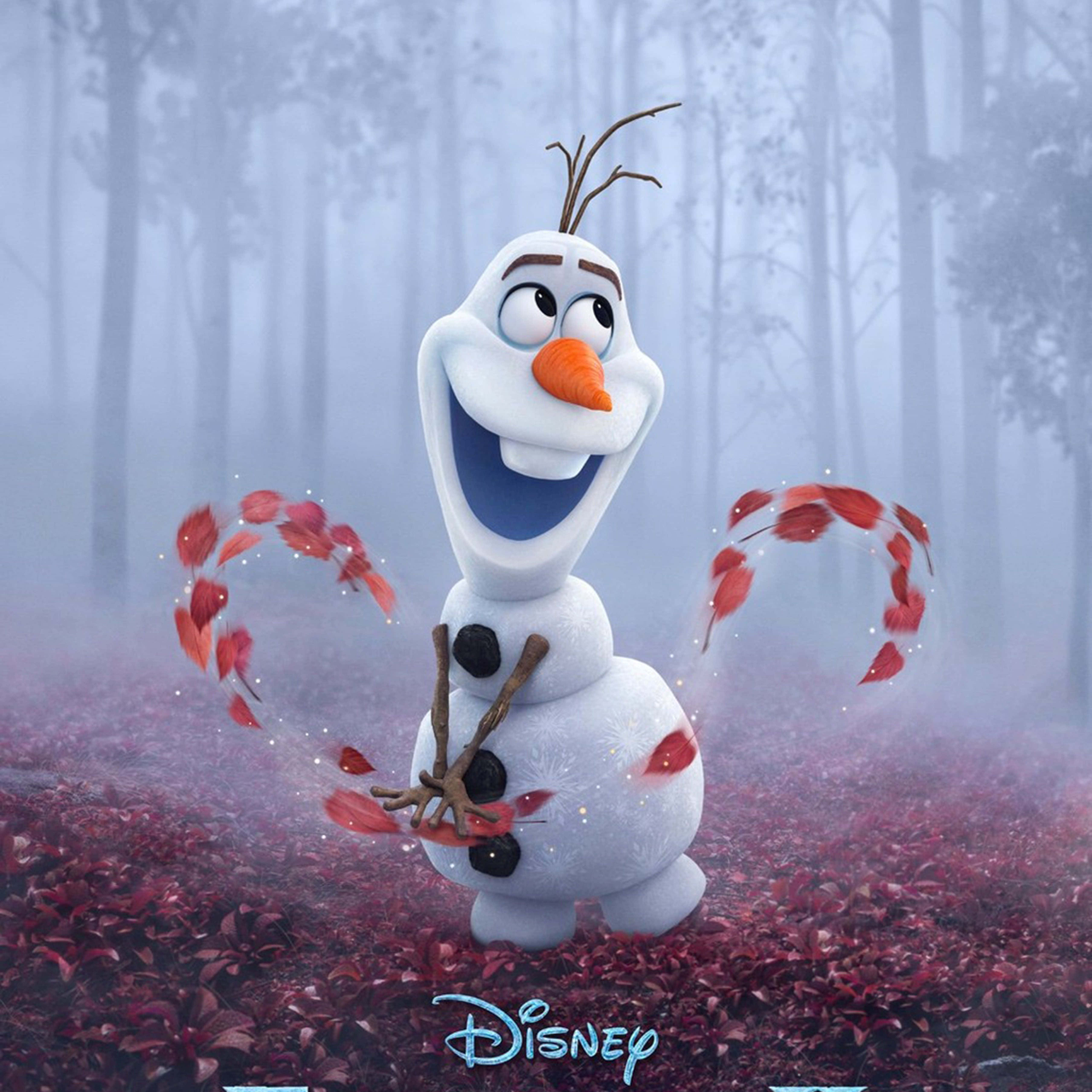 Olaf, twig arms, carrot nose, 5K Desktop Wallpaper