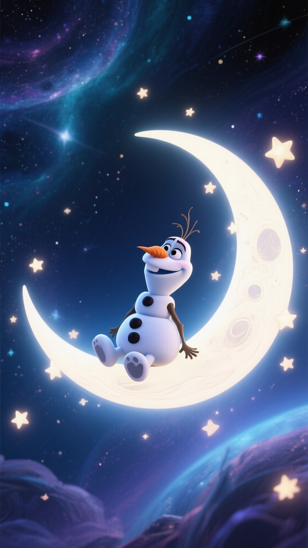 Olaf, moon, stars, Full HD Phone Wallpaper