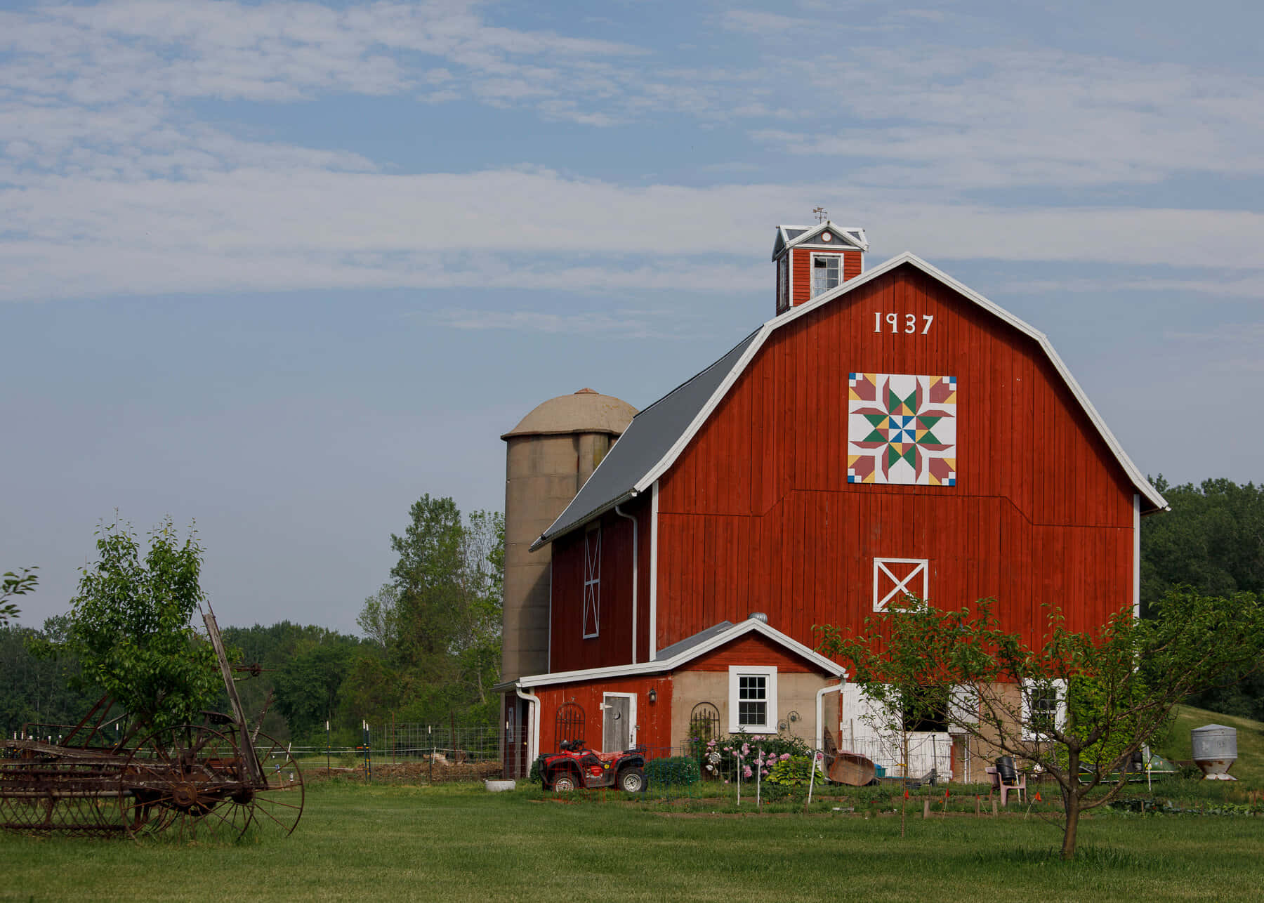 gambrel barn, bank barn, red barn, HD Desktop Wallpaper