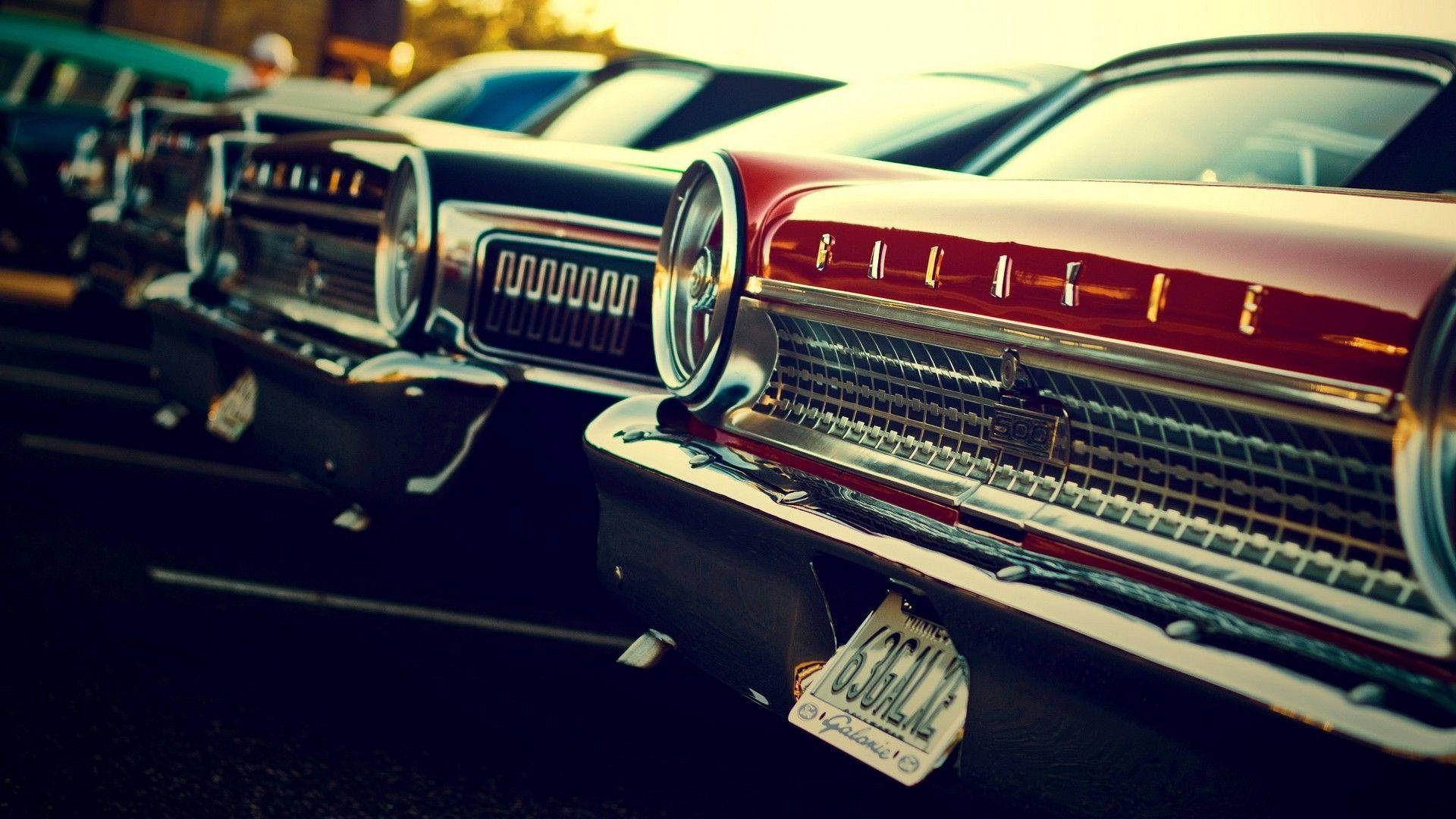 red old car, vintage cars, chrome grilles, Full HD Desktop Wallpaper