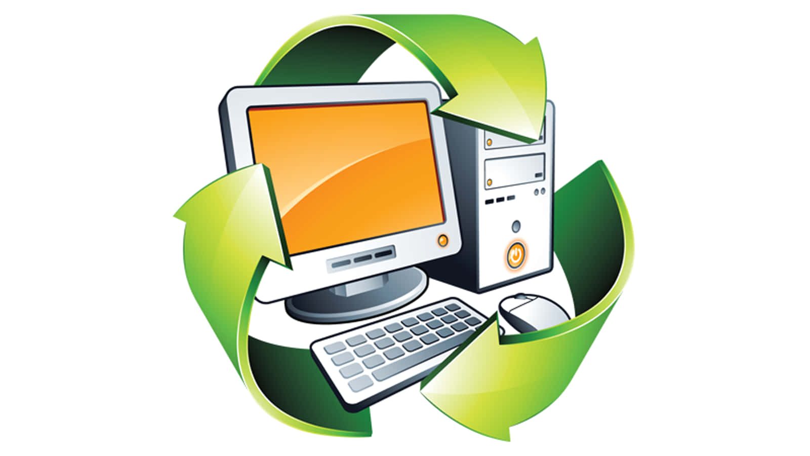 old computer, green arrows, desktop computer, HD Desktop Wallpaper