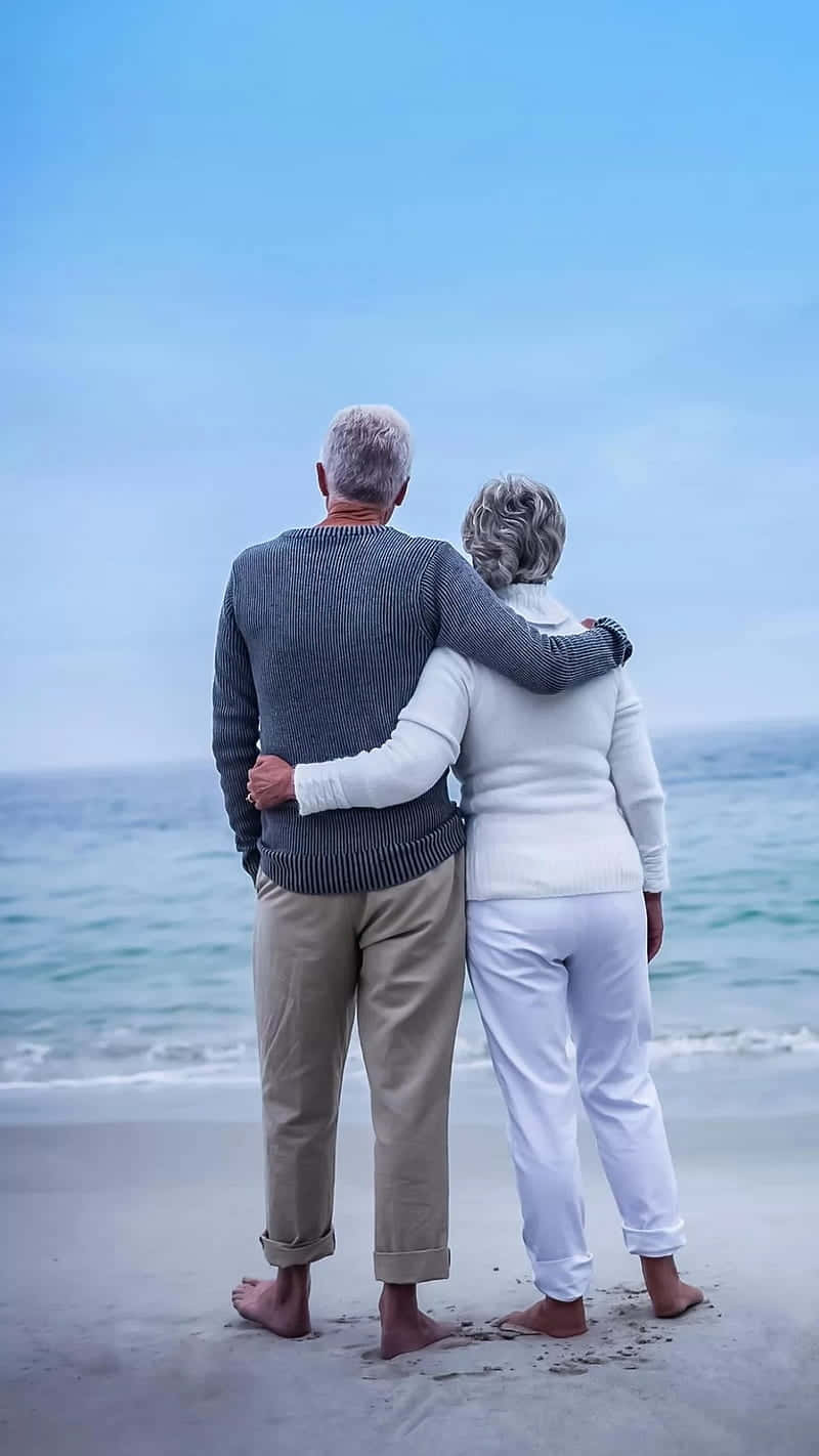 Old Couple, beach, sandy beach, HD Phone Wallpaper