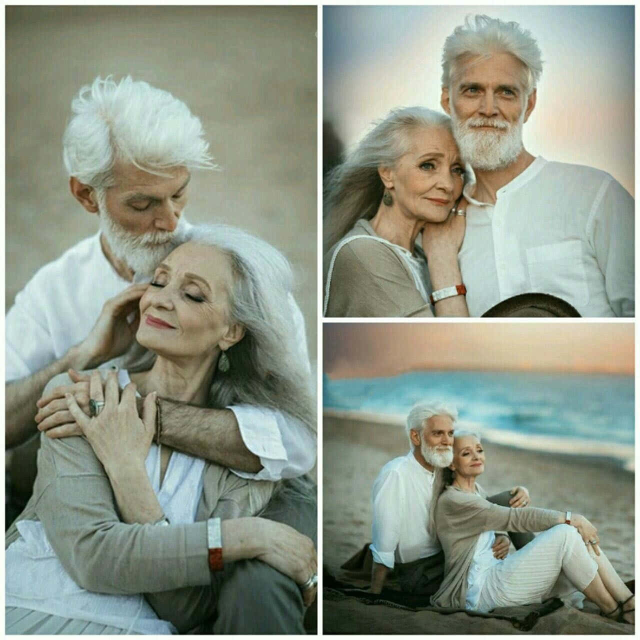 Old Couple, beach, sunset, HD Desktop Wallpaper