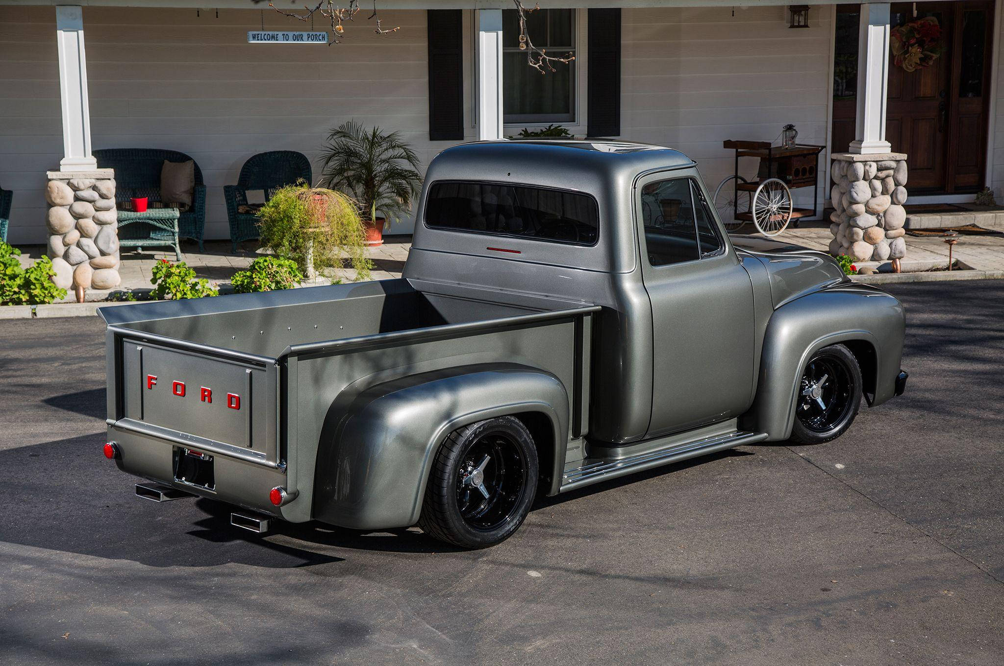 grey old ford truck, matte gray, black wheels, Full HD Desktop Wallpaper
