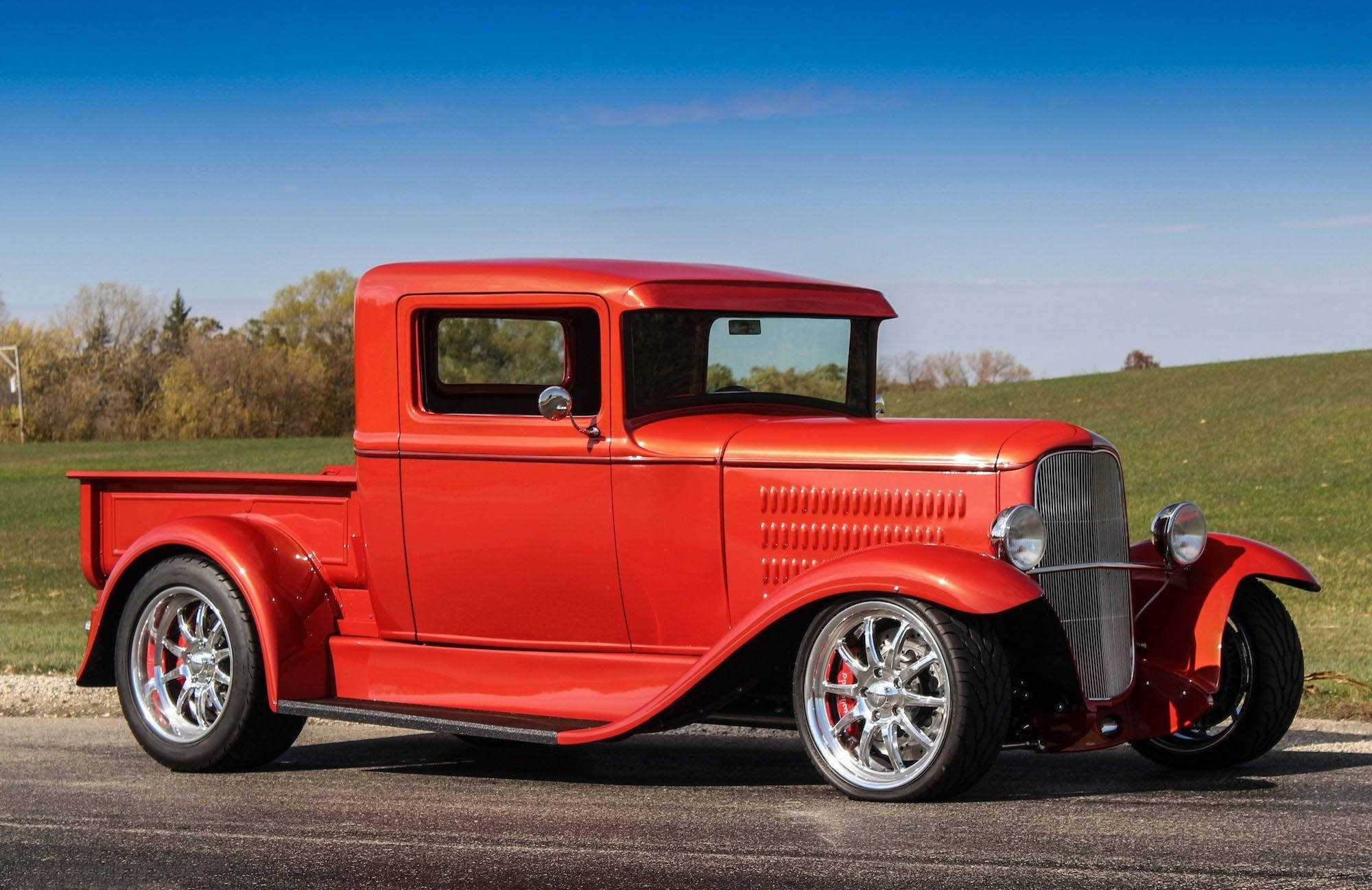 1935, red, old ford truck, Full HD Desktop Wallpaper