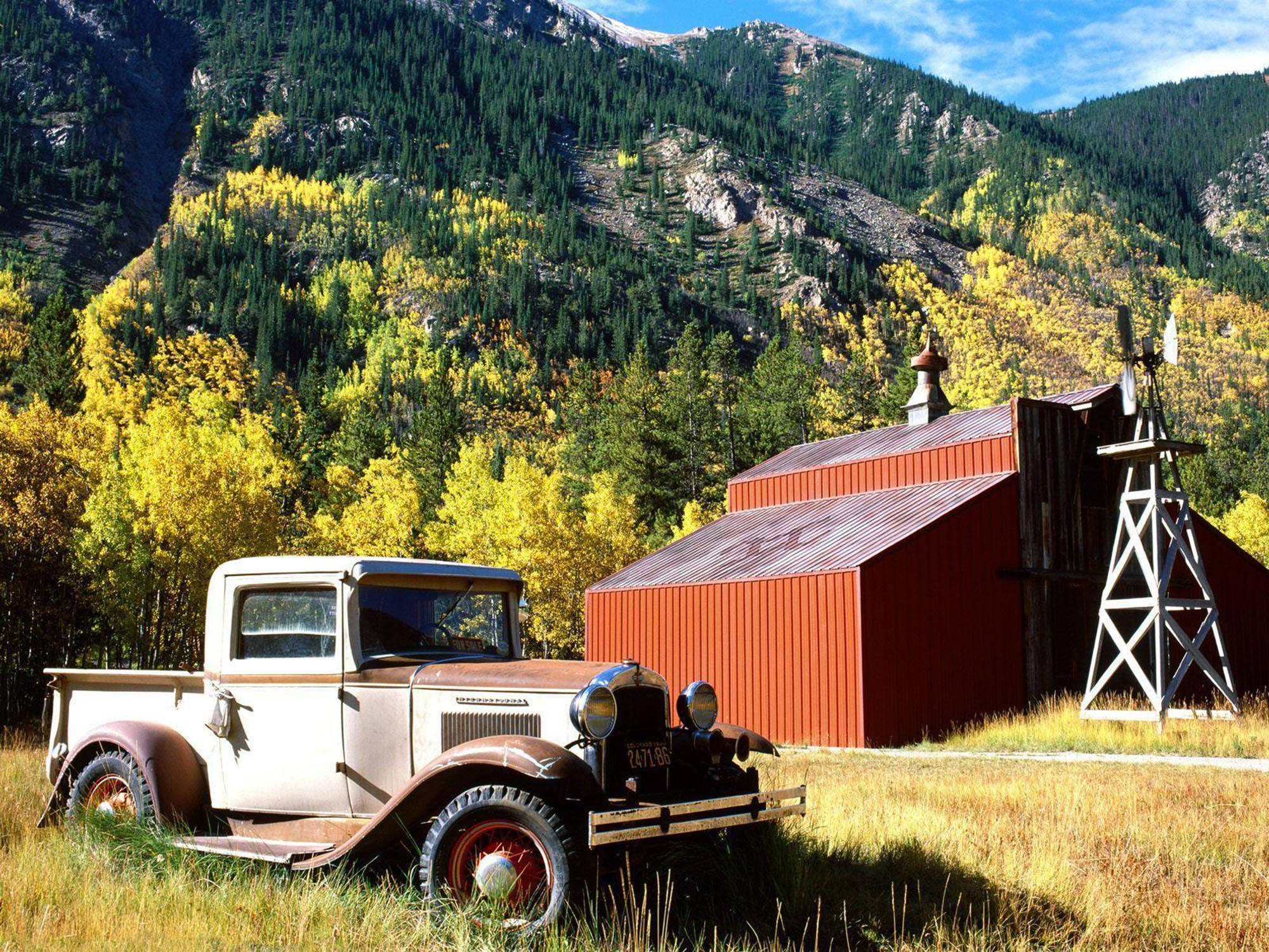 Old Ford Truck, farm, cream, Full HD Desktop Wallpaper