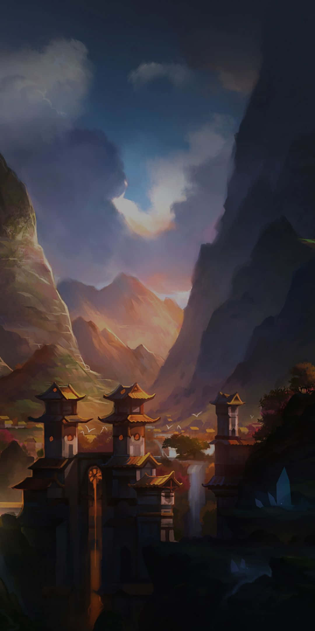 Traditional Japanese Temple, Ancient oriental temple, mountain valley, Full HD Phone Wallpaper