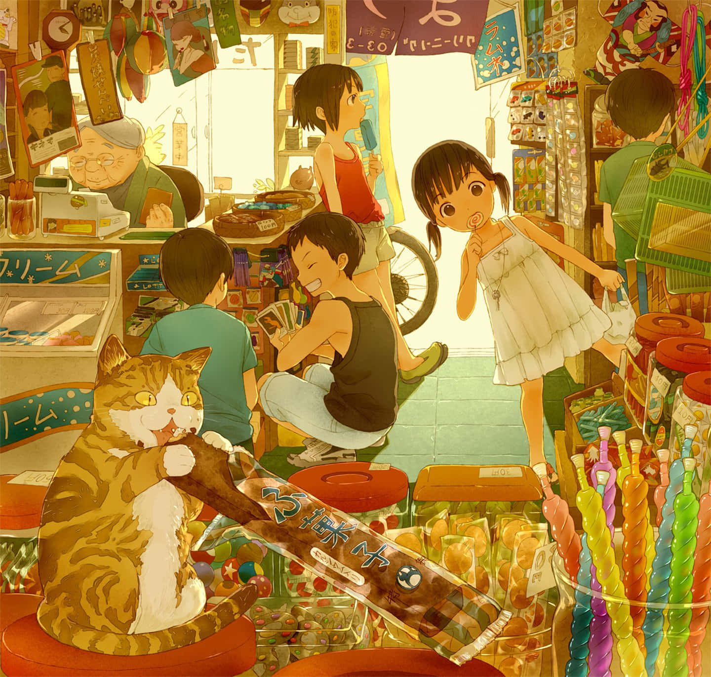 Old Japanese, anime-style, children, HD Desktop Wallpaper
