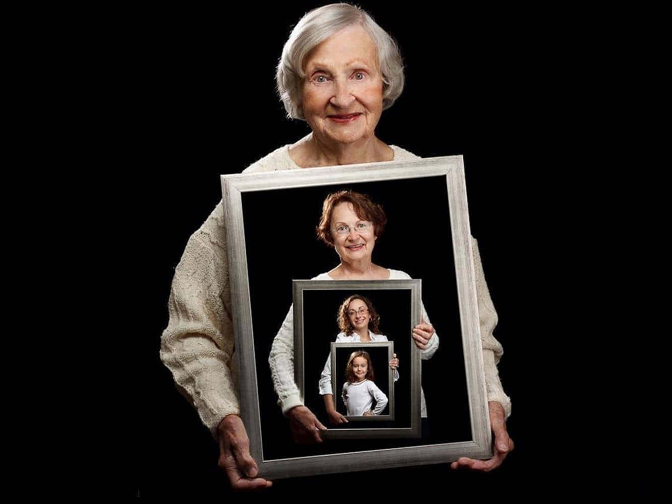 Old Lady, four generations, framed photo, HD Desktop Wallpaper