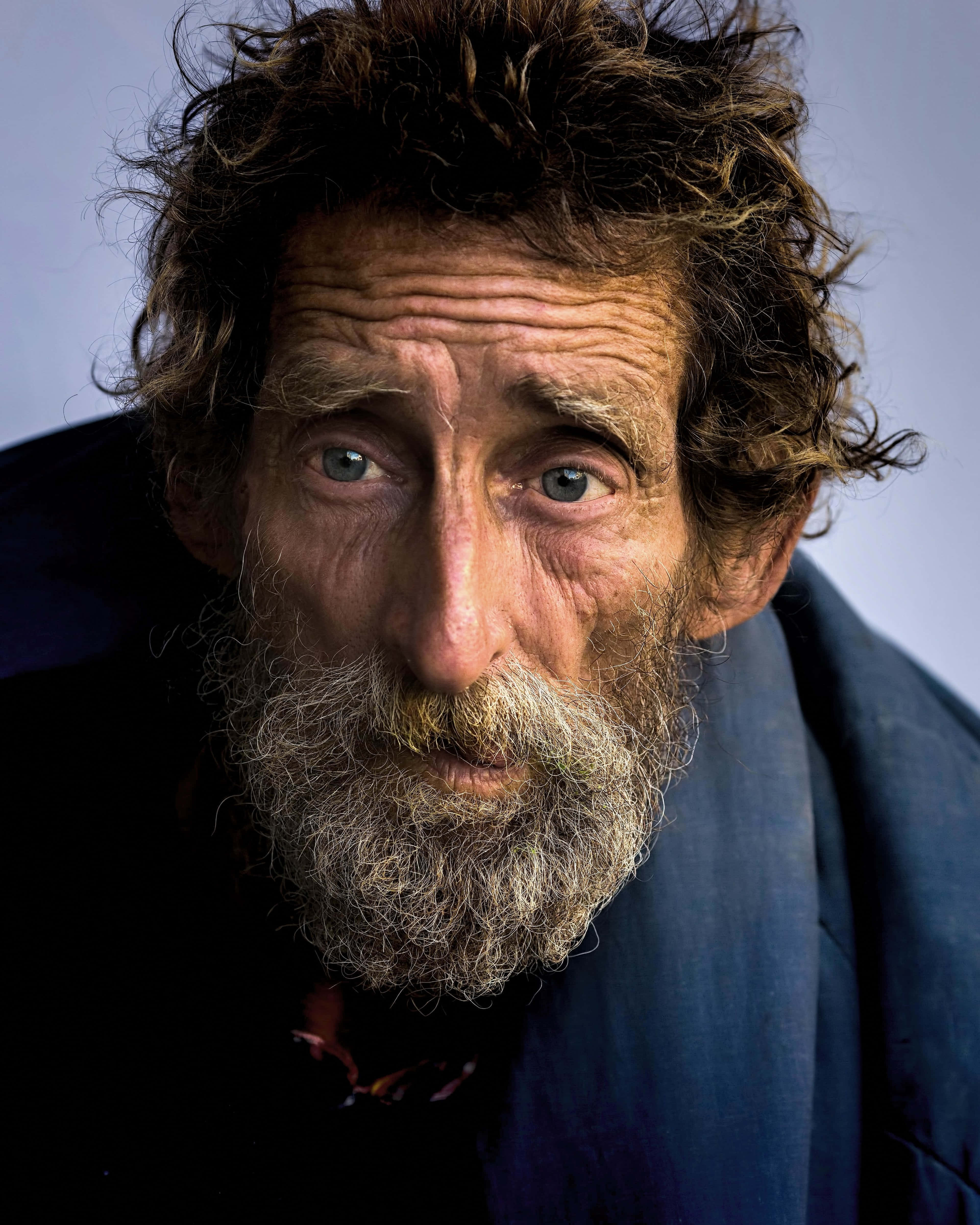 Poor Old Man, weathered man, intense blue eyes, 4K Phone Wallpaper
