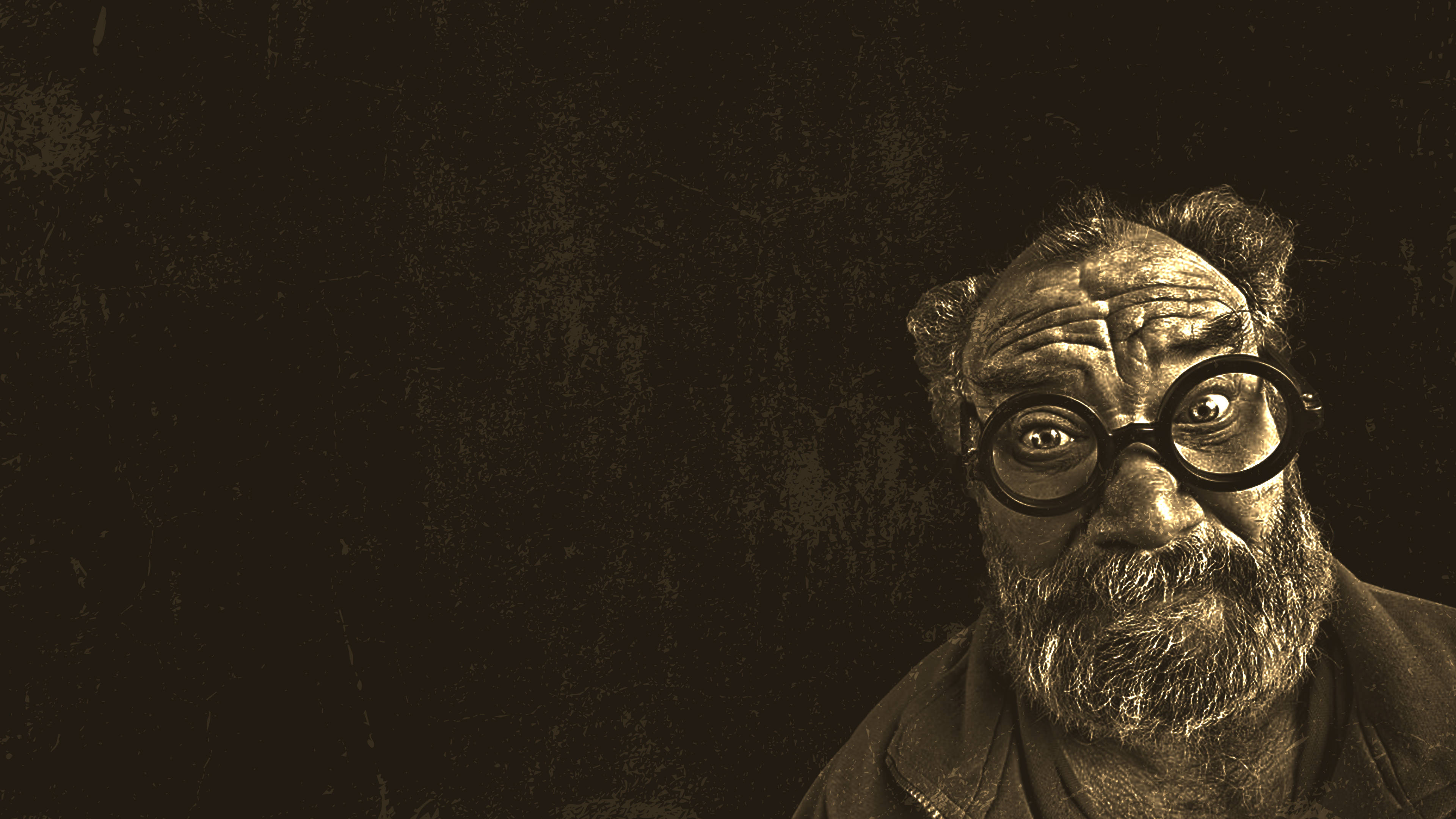 Old Man, ugly glasses, wild hair, 4K Desktop Wallpaper