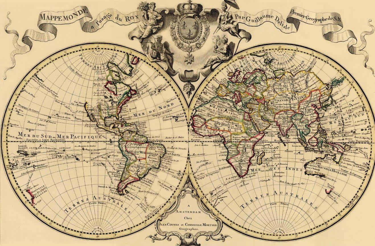 antique world map, candlelight, sepia tones, HD Desktop Wallpaper