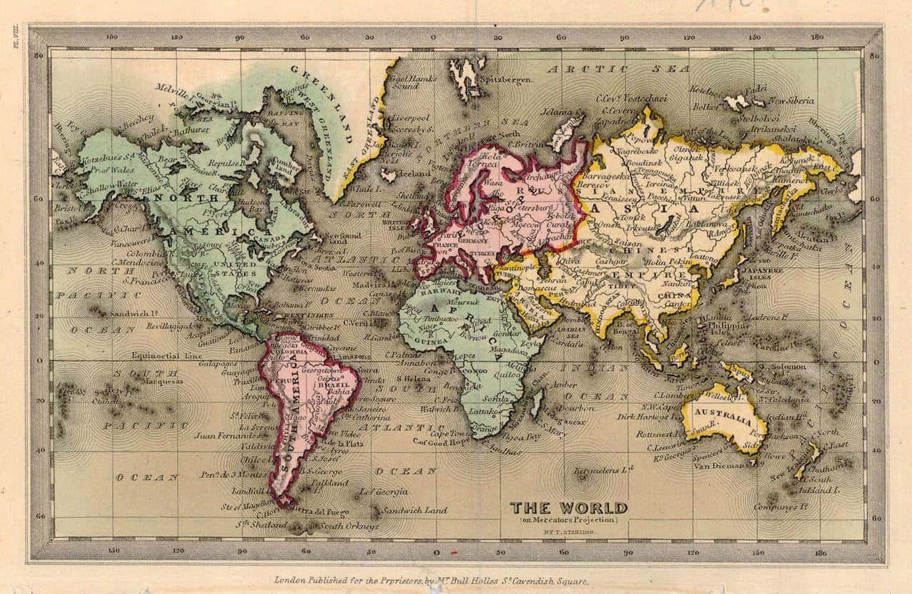 antique world map, muted pastels, detailed typography, SD Desktop Wallpaper