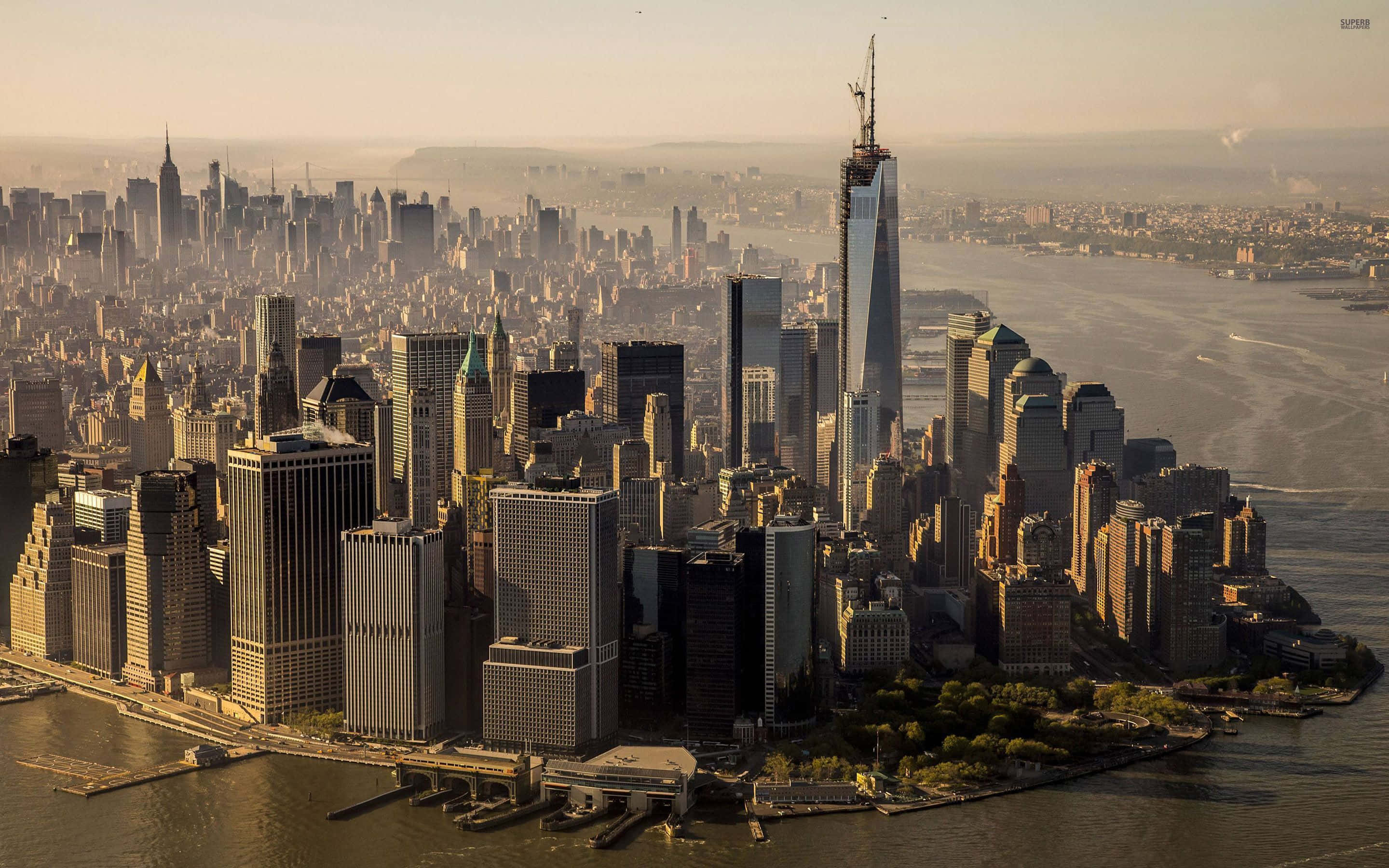New York City, skyline, golden hour, 2K Desktop Wallpaper