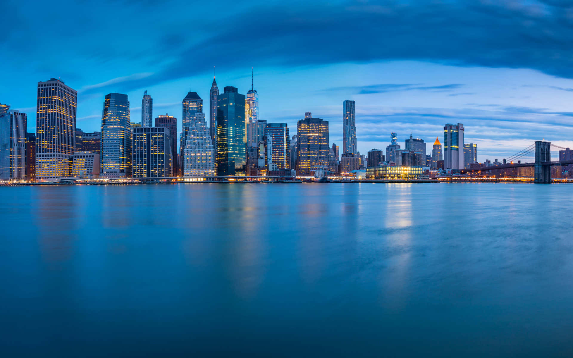New York City, twilight, skyscrapers, Full HD Desktop Wallpaper