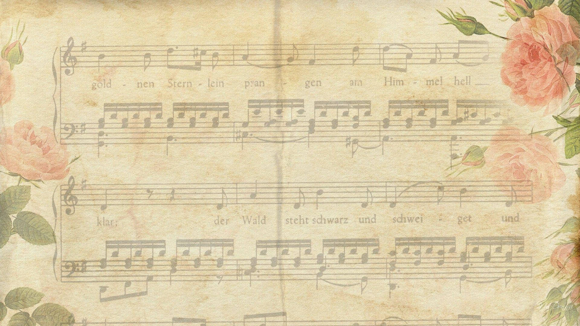 Old Paper, musical alphabet, vintage sheet music, Full HD Desktop Wallpaper