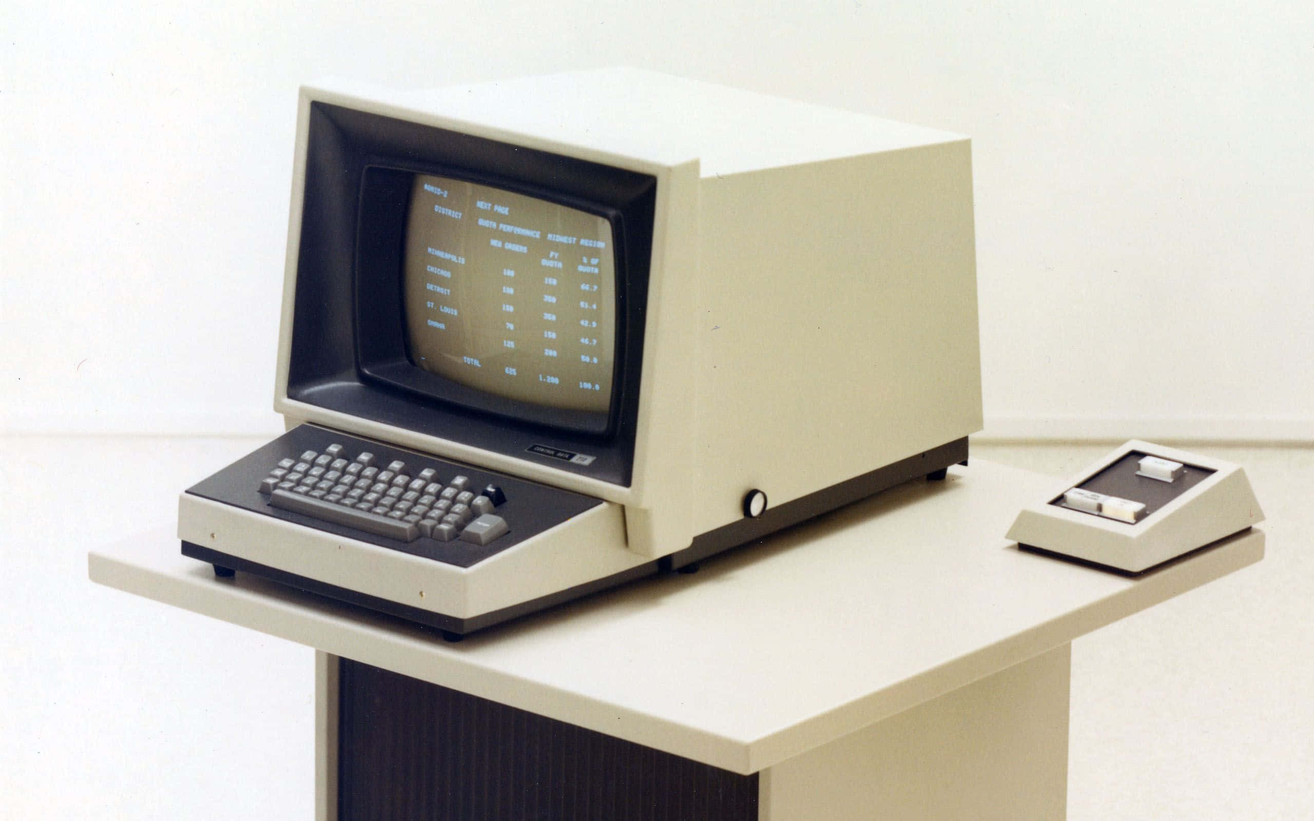 beige computer, built-in keyboard, CRT screen, 2K Desktop Wallpaper