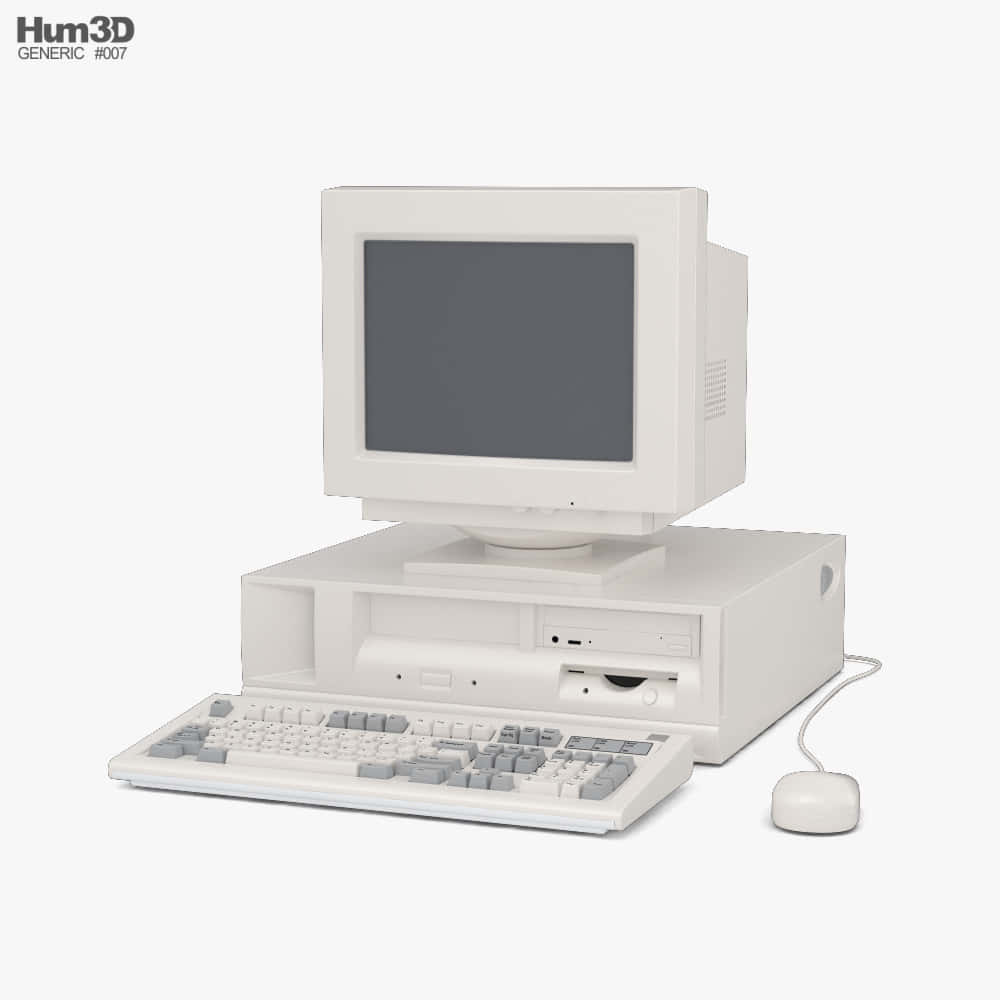vintage desktop computer, CRT monitor, keyboard, SD Desktop Wallpaper