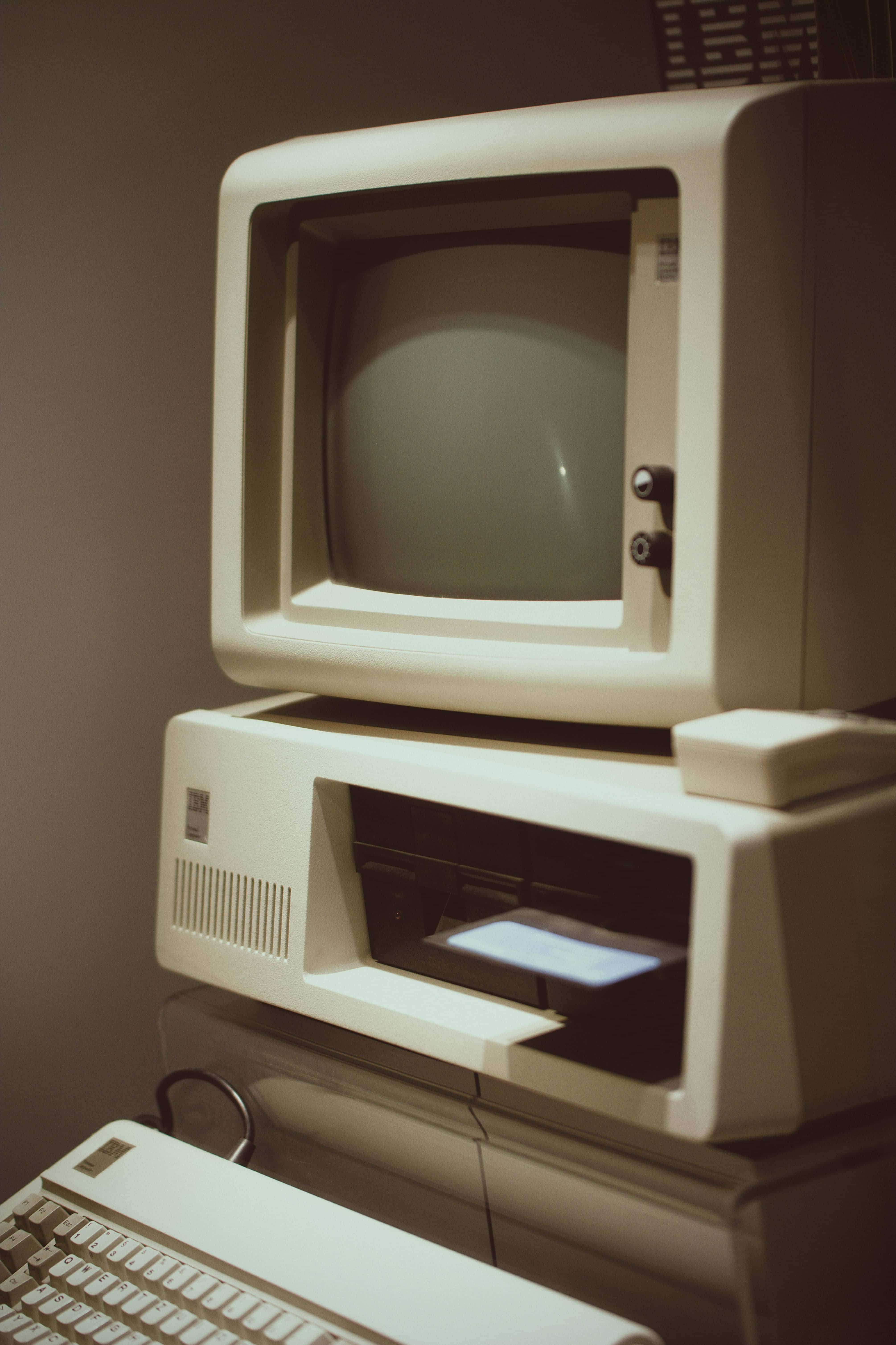 beige computer, CRT monitor, printer, 5K Phone Wallpaper