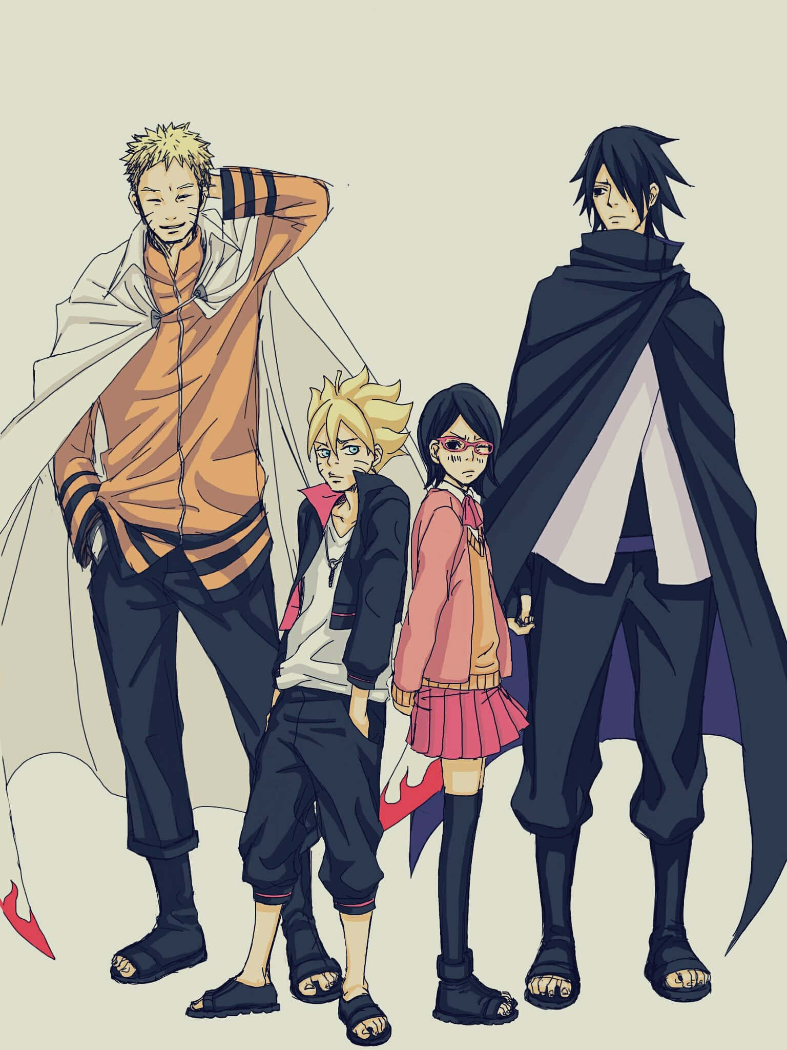 Old Sasuke, anime characters, beige background, Full HD Phone Wallpaper
