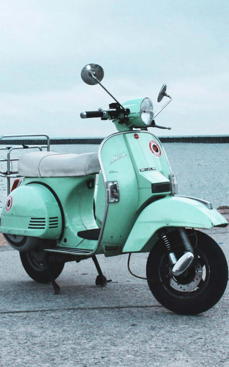 Old School Mobile, mint green, vintage scooter, HD Phone Wallpaper