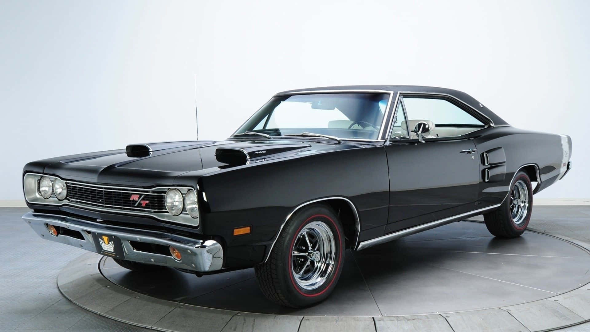 1960s Dodge RT, glossy black, redline tires, Full HD Desktop Wallpaper