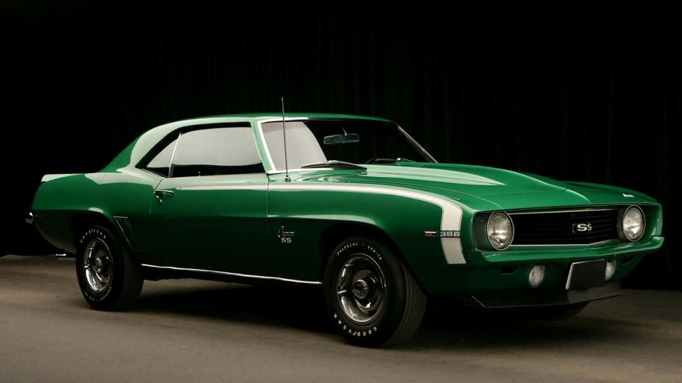 glossy green, white stripes, chrome details, HD Desktop Wallpaper